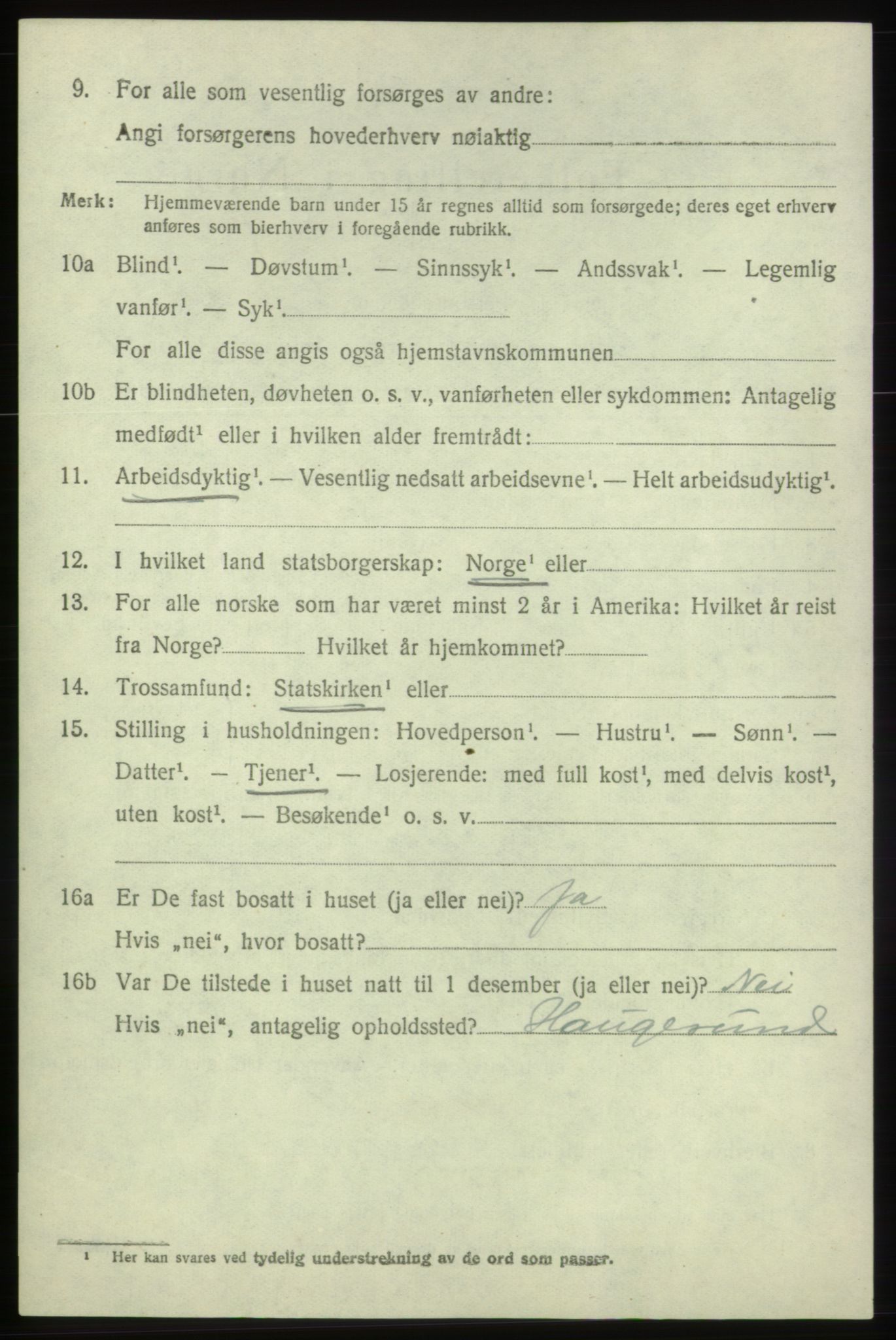 SAB, 1920 census for Bømlo, 1920, p. 1266