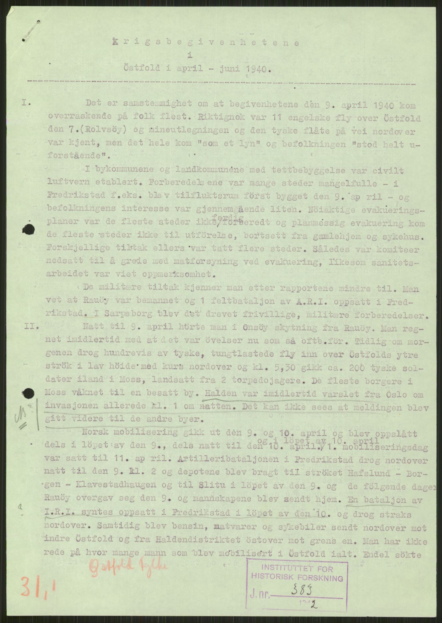 Forsvaret, Forsvarets krigshistoriske avdeling, AV/RA-RAFA-2017/Y/Ya/L0013: II-C-11-31 - Fylkesmenn.  Rapporter om krigsbegivenhetene 1940., 1940, p. 19