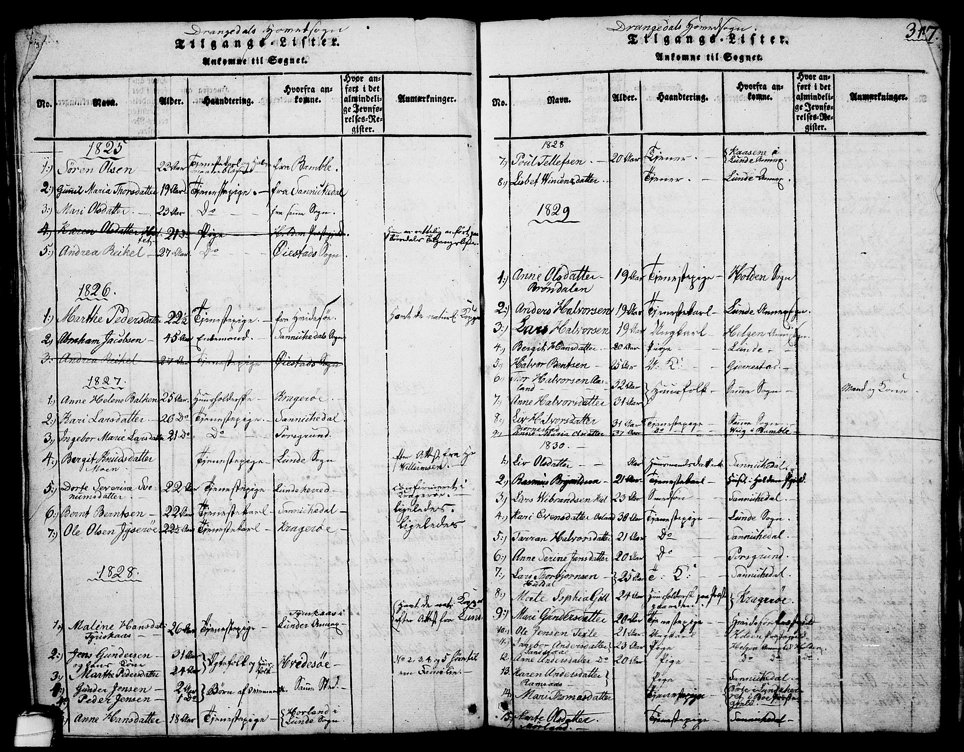 Drangedal kirkebøker, SAKO/A-258/G/Ga/L0001: Parish register (copy) no. I 1 /1, 1814-1856, p. 314