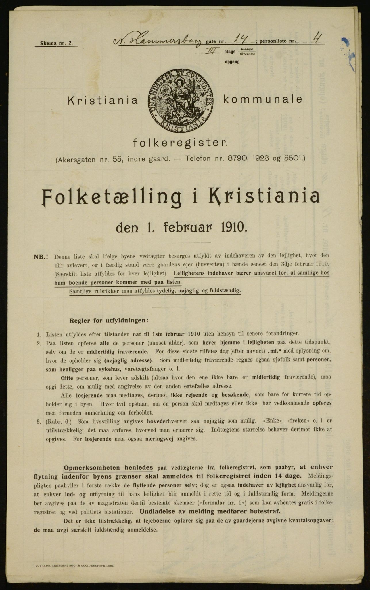 OBA, Municipal Census 1910 for Kristiania, 1910, p. 67093