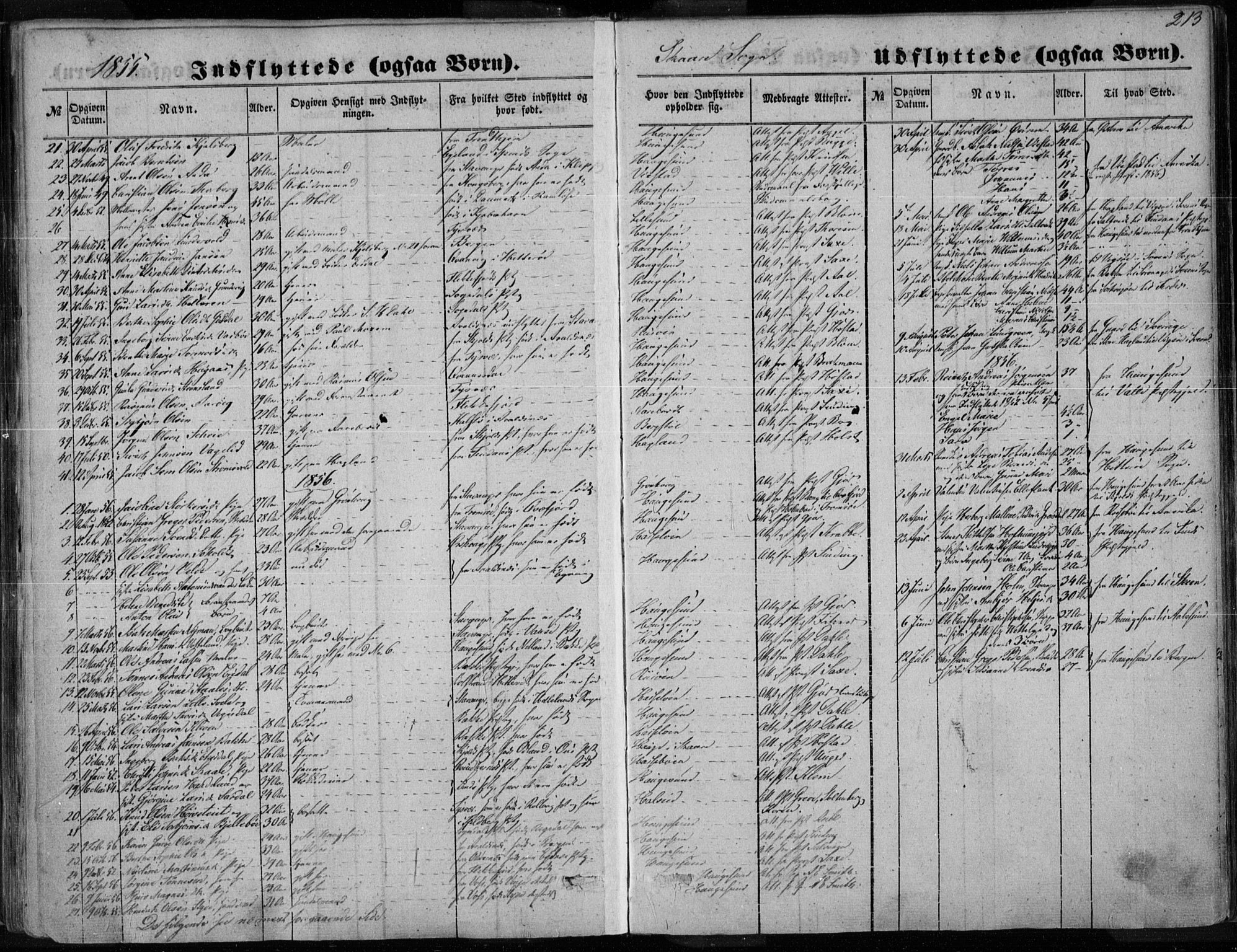 Torvastad sokneprestkontor, AV/SAST-A -101857/H/Ha/Haa/L0009: Parish register (official) no. A 9, 1847-1856, p. 213