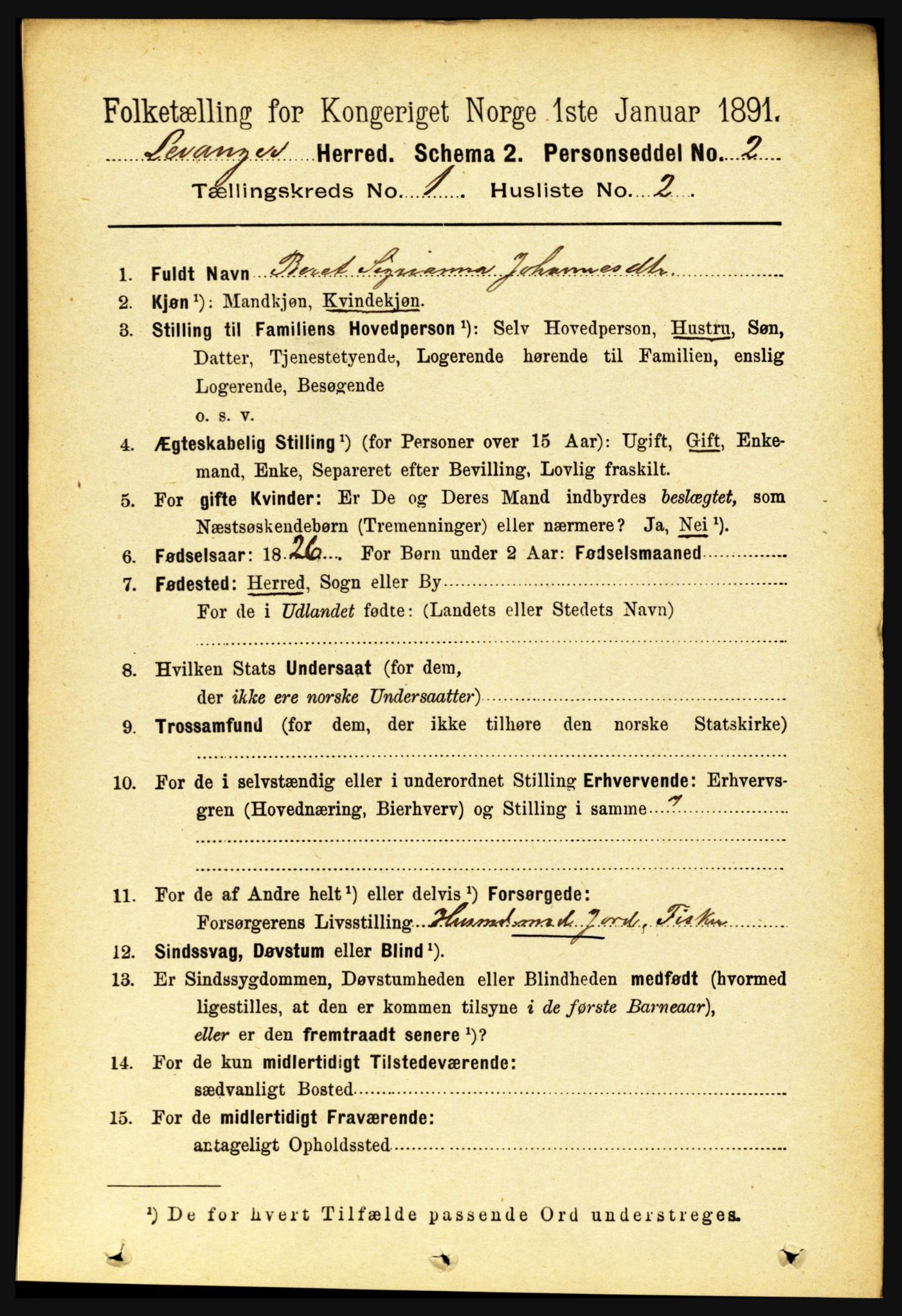 RA, 1891 census for 1720 Levanger, 1891, p. 141