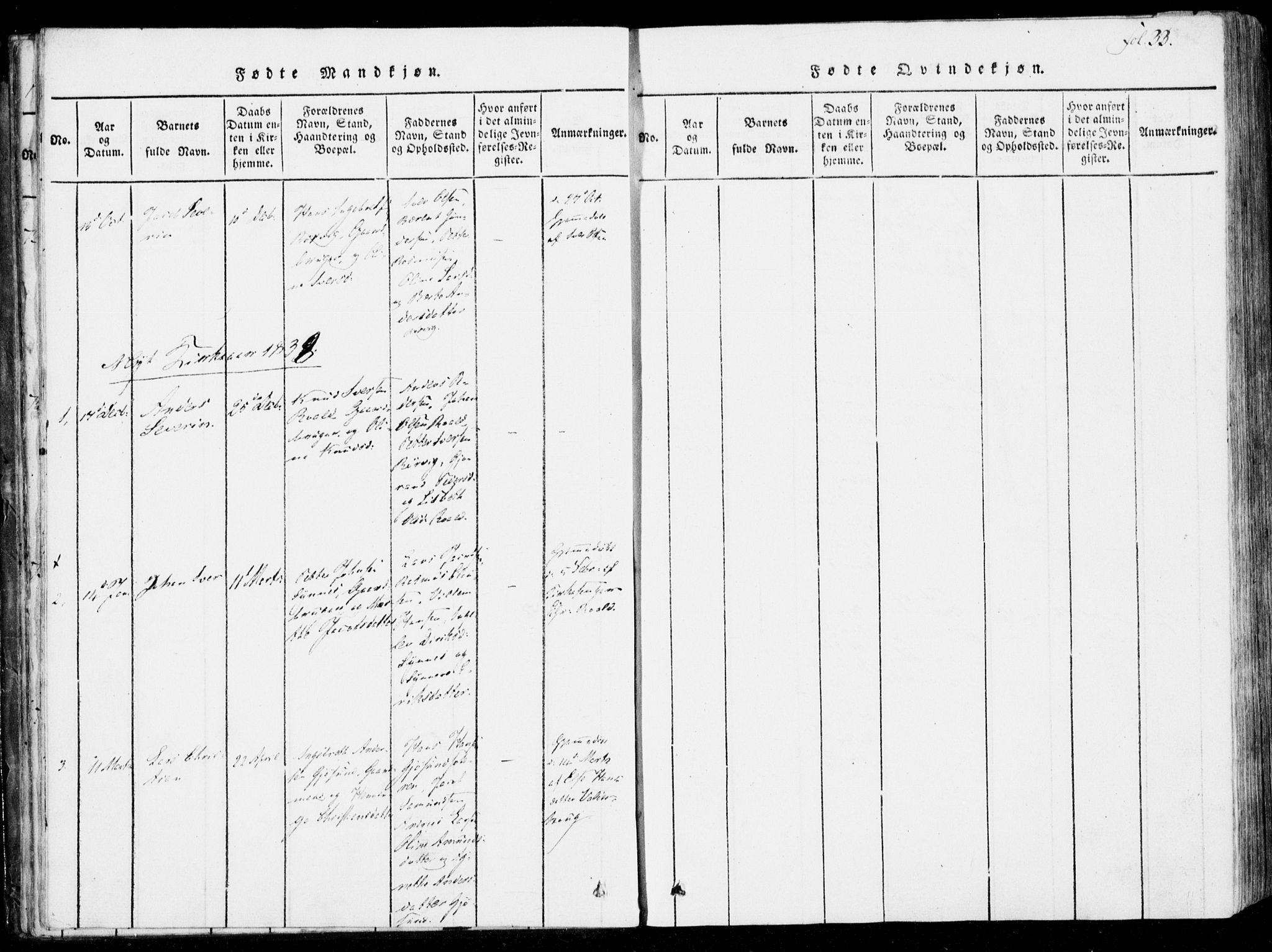Ministerialprotokoller, klokkerbøker og fødselsregistre - Møre og Romsdal, AV/SAT-A-1454/537/L0517: Parish register (official) no. 537A01, 1818-1862, p. 33