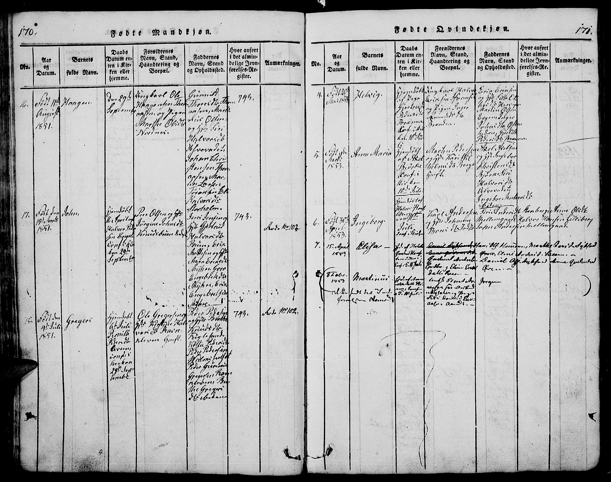 Trysil prestekontor, SAH/PREST-046/H/Ha/Hab/L0005: Parish register (copy) no. 5, 1814-1877, p. 170-171