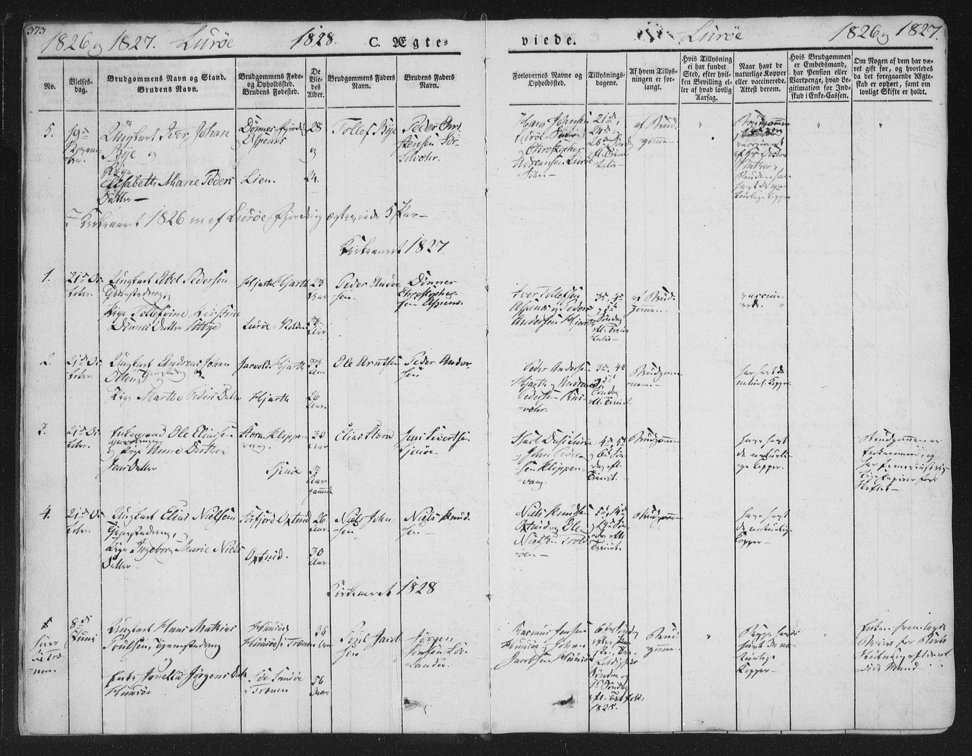 Ministerialprotokoller, klokkerbøker og fødselsregistre - Nordland, SAT/A-1459/839/L0566: Parish register (official) no. 839A03, 1825-1862, p. 373