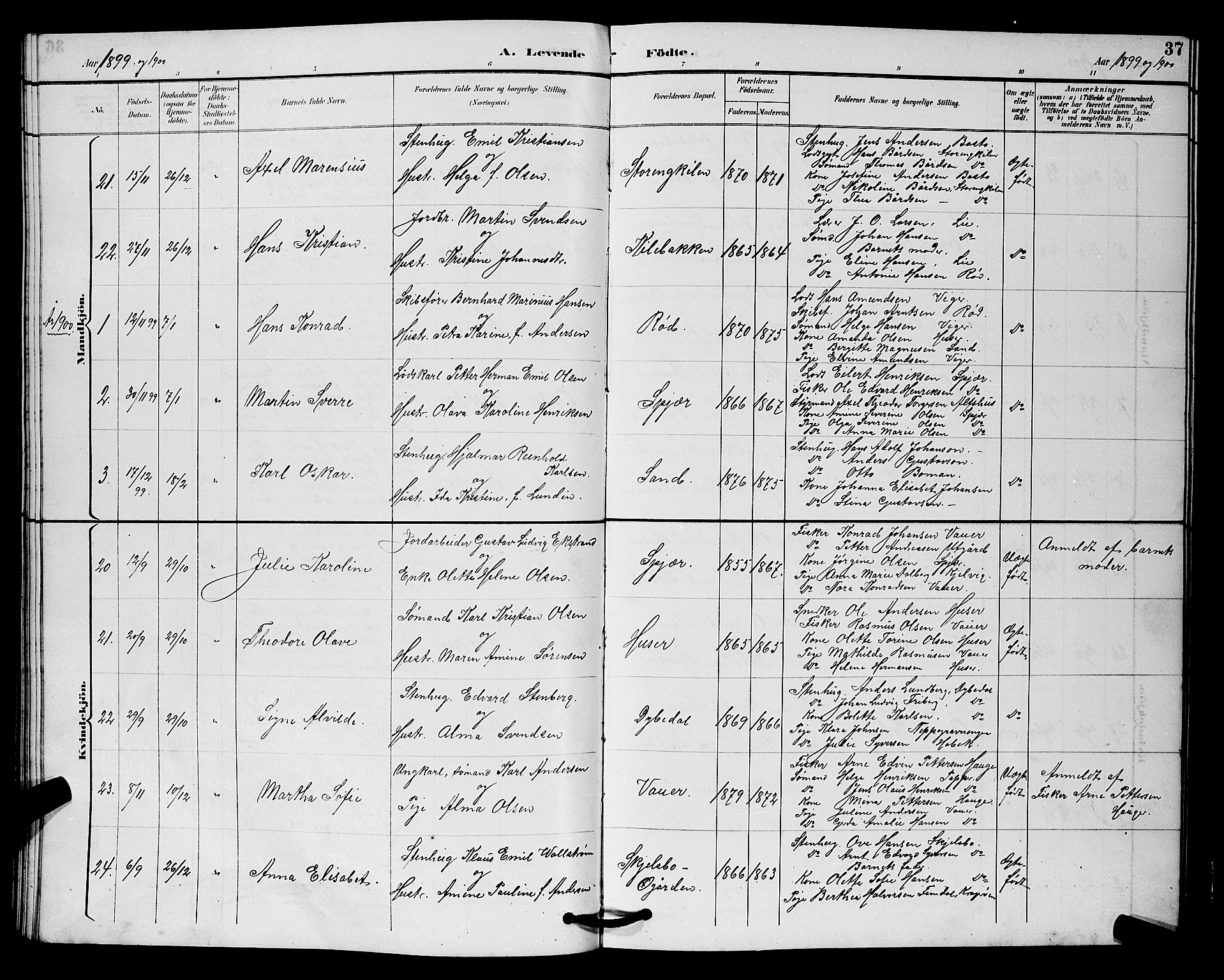 Hvaler prestekontor Kirkebøker, SAO/A-2001/G/Gb/L0001: Parish register (copy) no. II 1, 1892-1904, p. 37