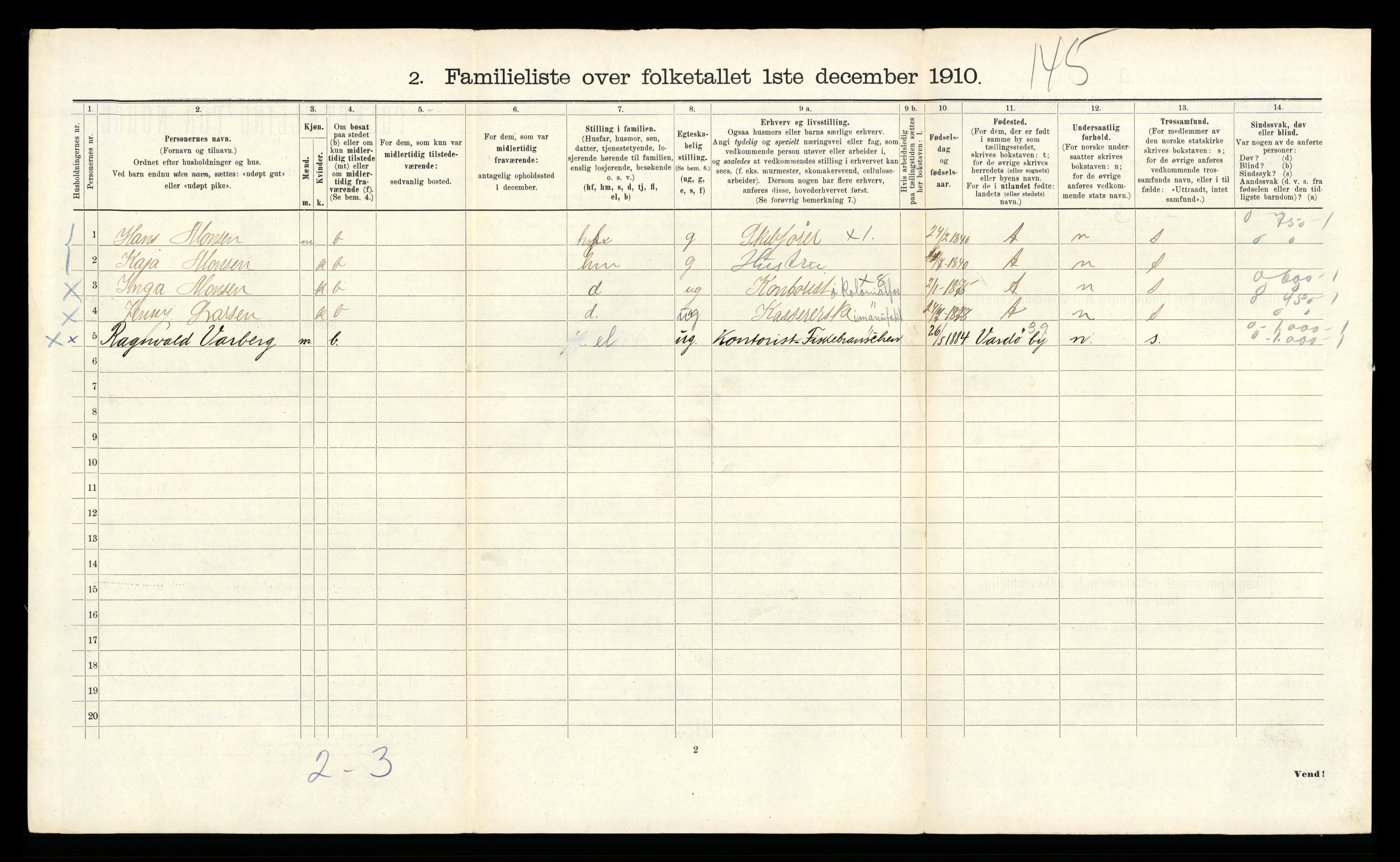 RA, 1910 census for Bergen, 1910, p. 11990