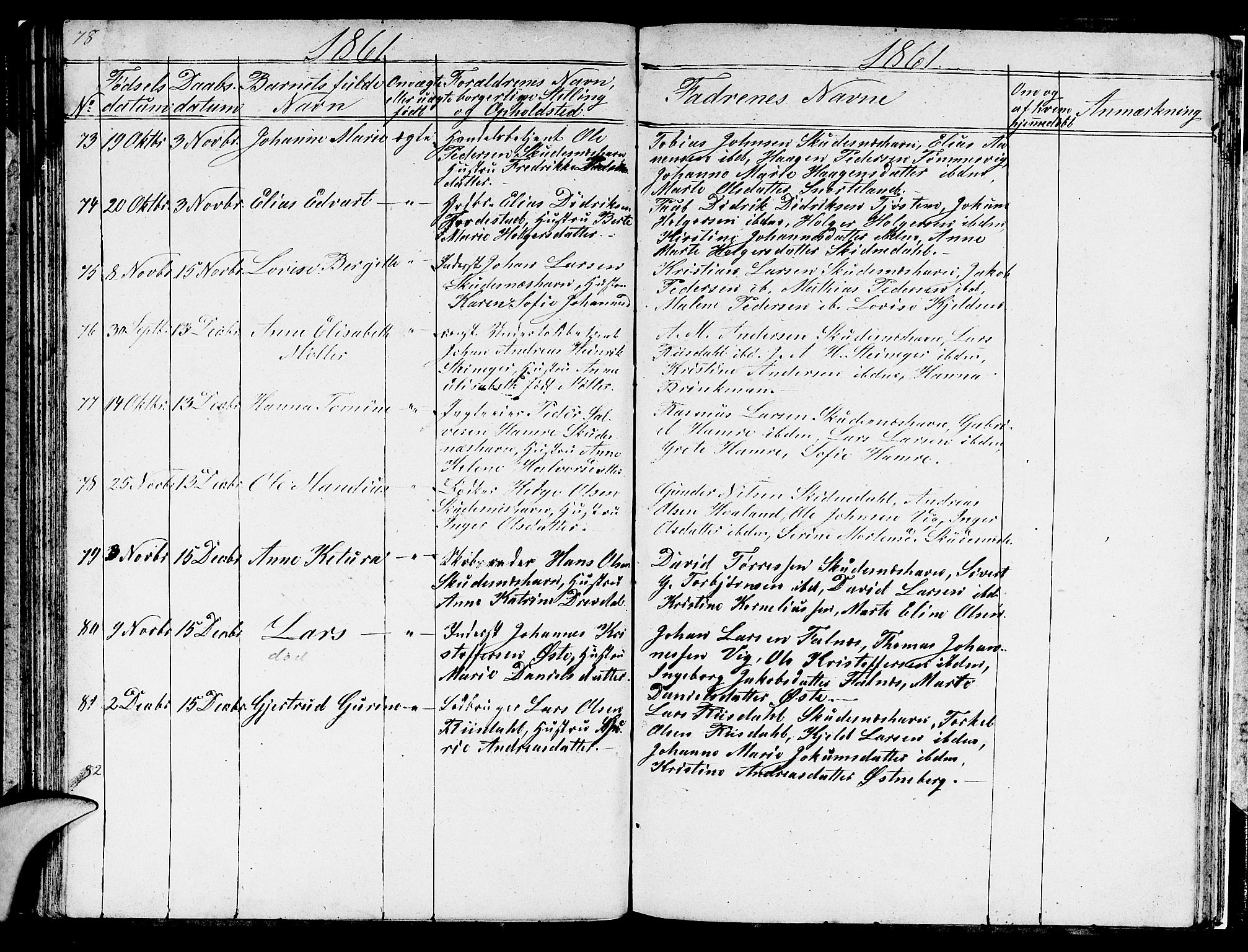 Skudenes sokneprestkontor, AV/SAST-A -101849/H/Ha/Hab/L0001: Parish register (copy) no. B 1, 1848-1864, p. 78