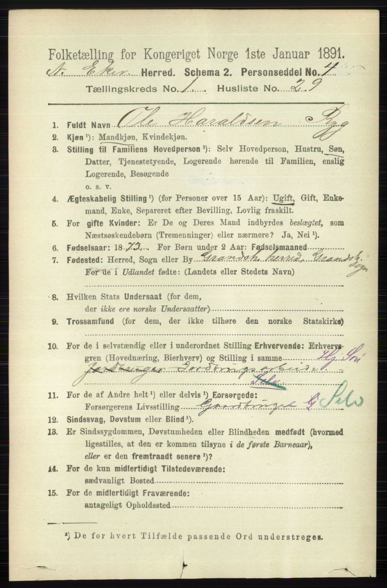 RA, 1891 census for 0625 Nedre Eiker, 1891, p. 235