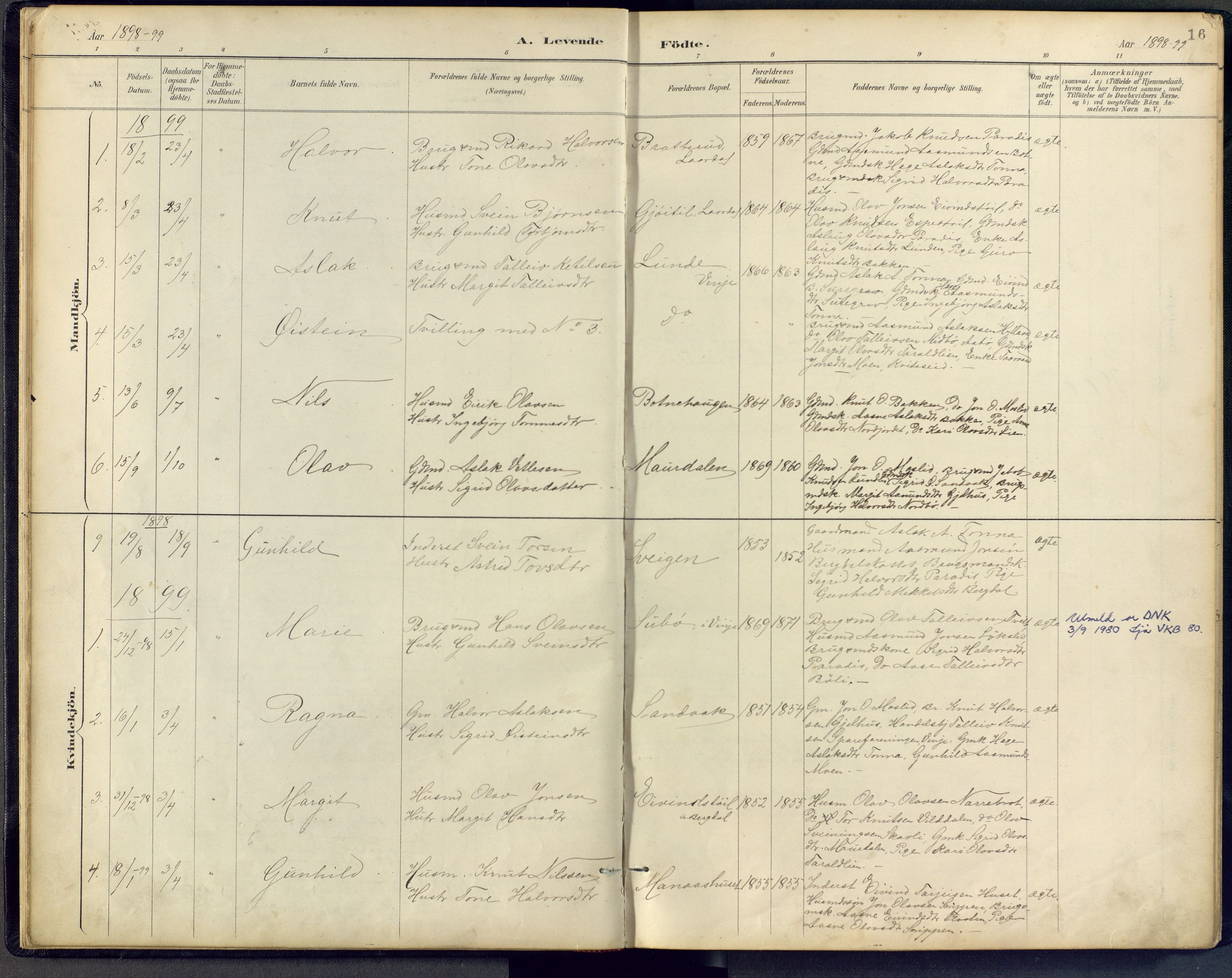 Vinje kirkebøker, SAKO/A-312/F/Fb/L0002: Parish register (official) no. II 2, 1887-1925, p. 16