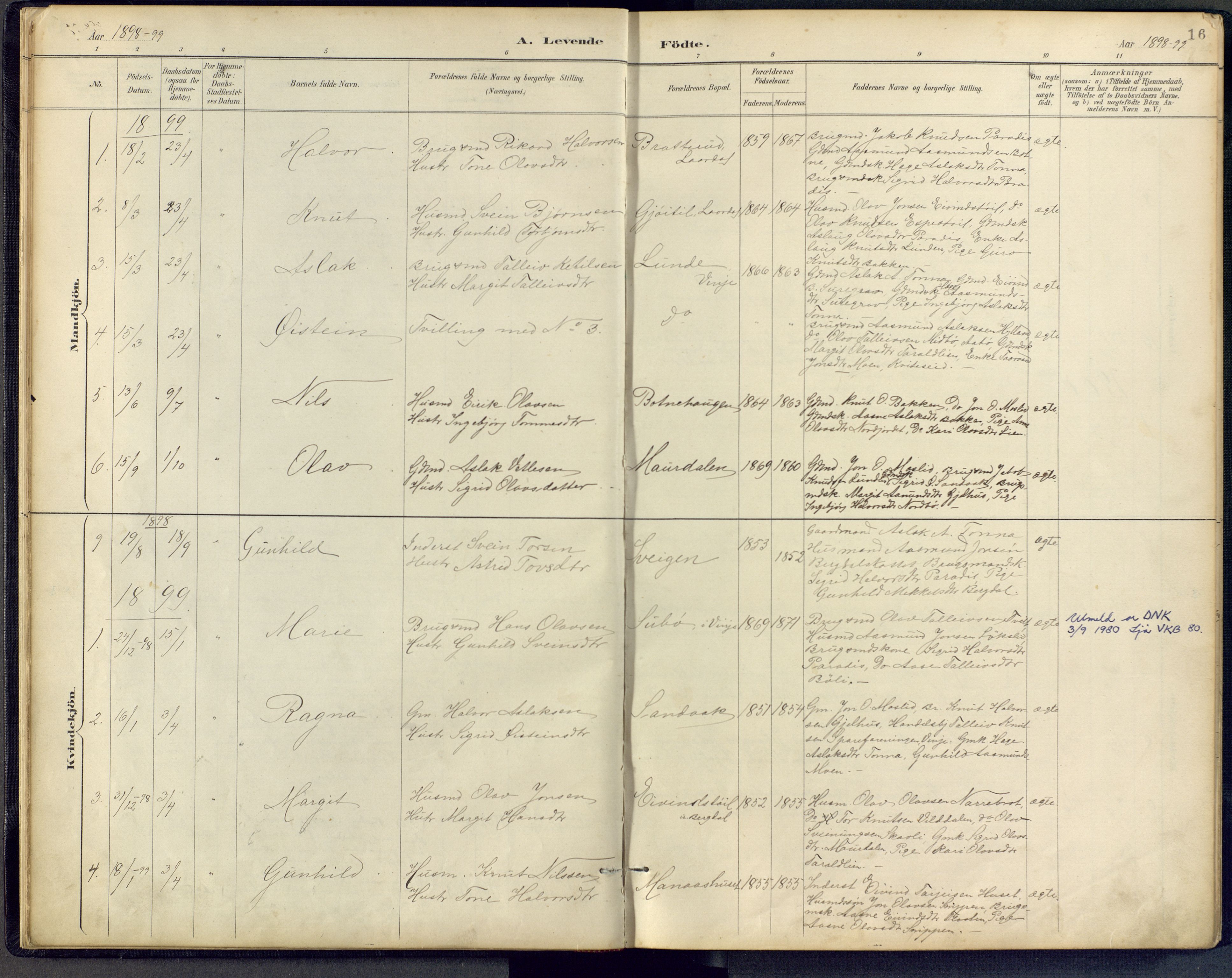 Vinje kirkebøker, AV/SAKO-A-312/F/Fb/L0002: Parish register (official) no. II 2, 1887-1925, p. 16