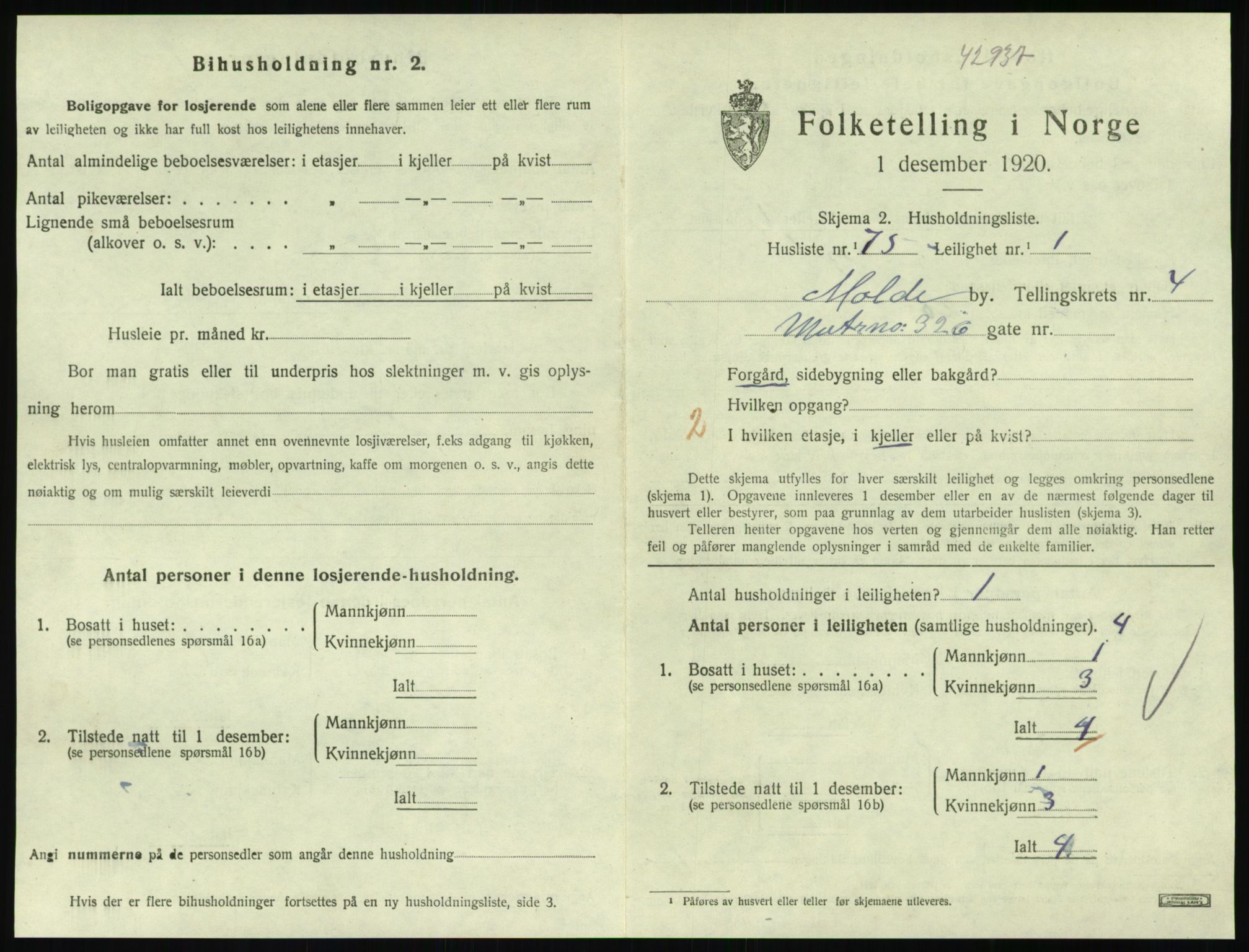 SAT, 1920 census for Molde, 1920, p. 1727