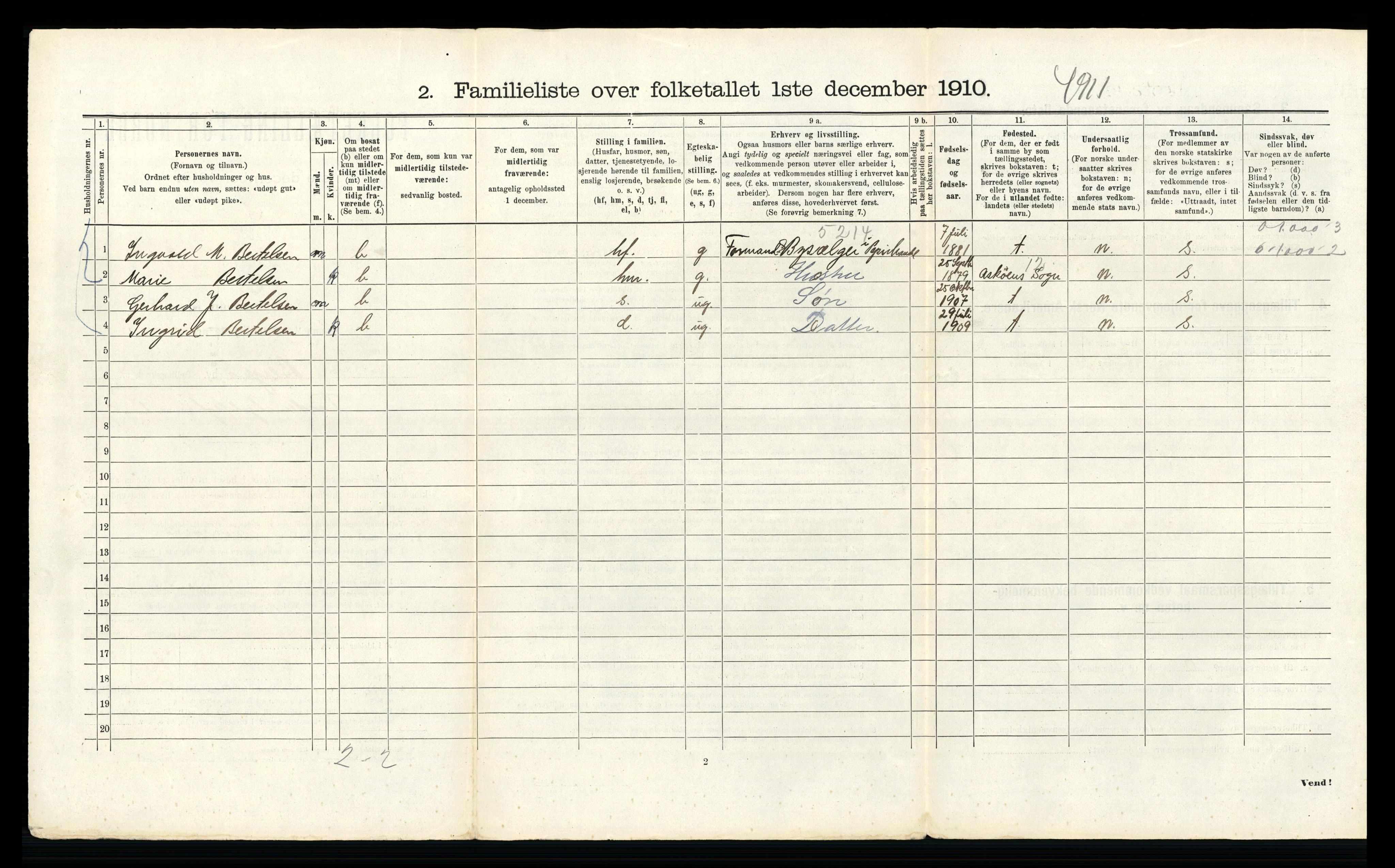 RA, 1910 census for Bergen, 1910, p. 32846