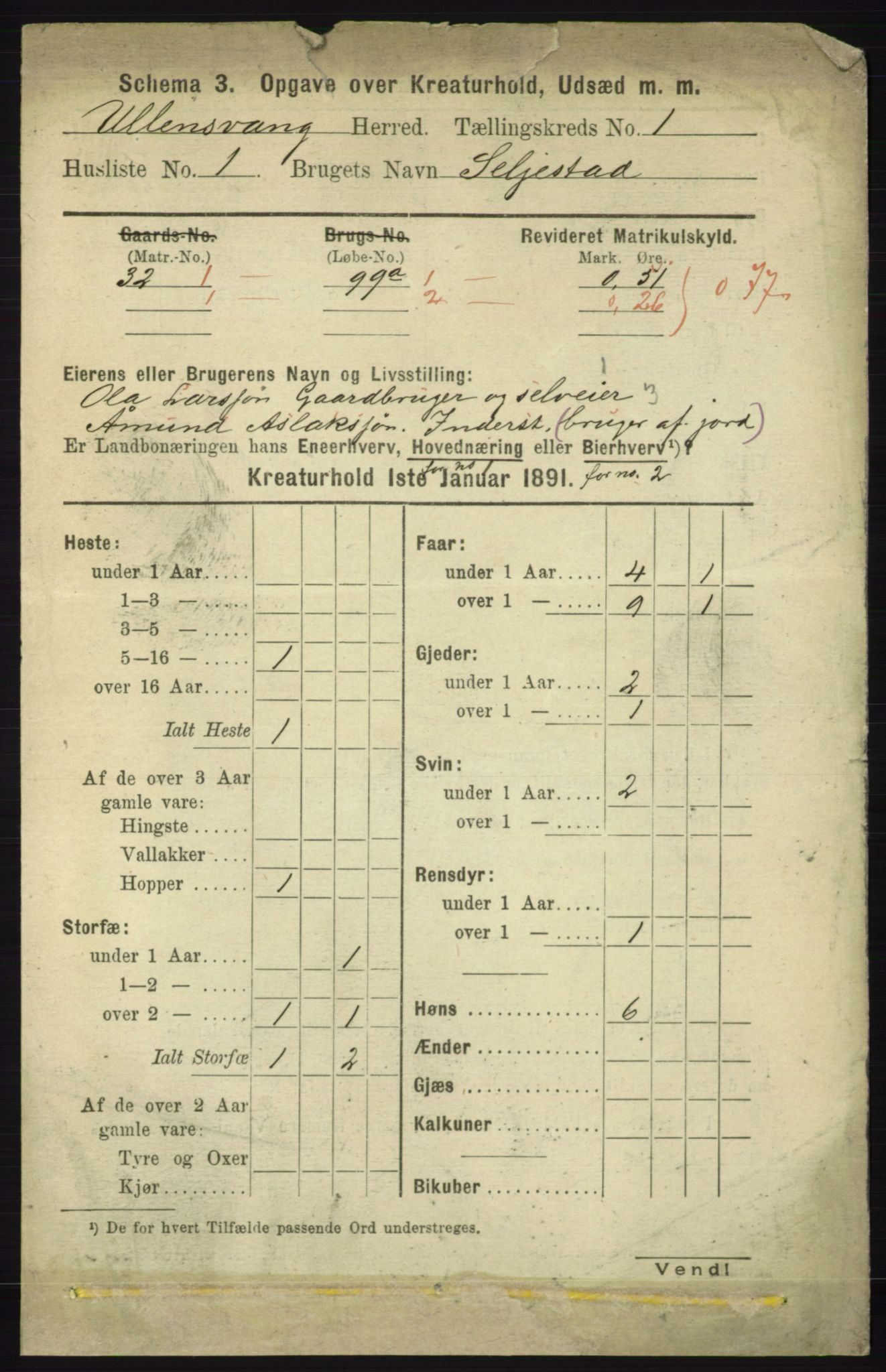 RA, 1891 census for 1230 Ullensvang, 1891, p. 6667