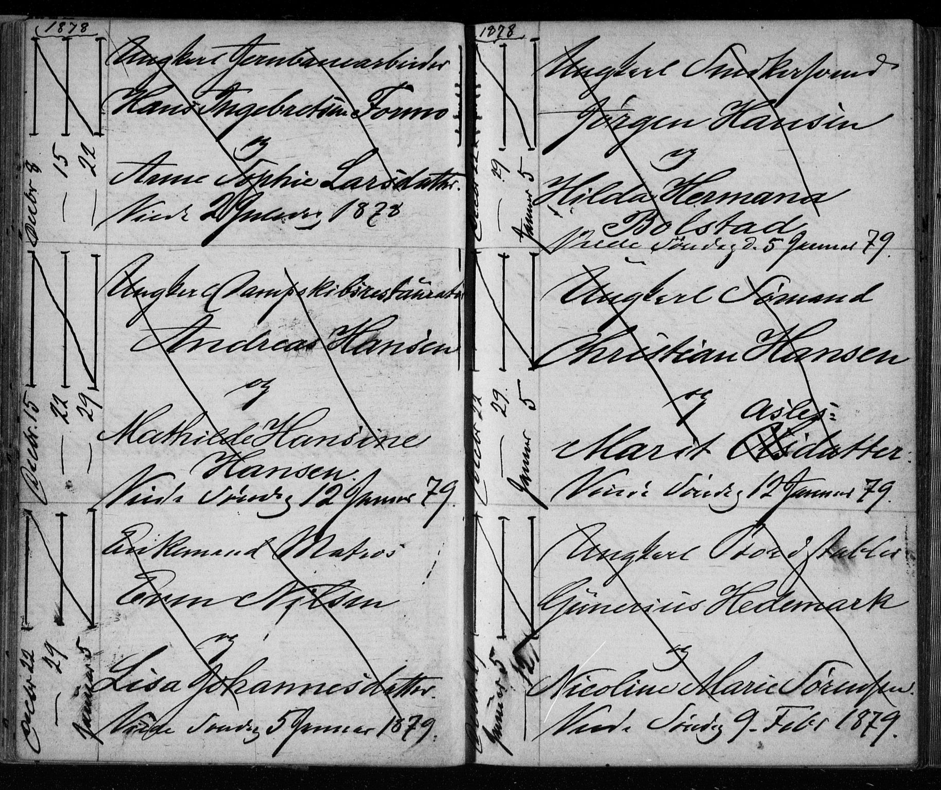 Bragernes kirkebøker, AV/SAKO-A-6/H/Ha/L0006: Banns register no. 6, 1873-1896