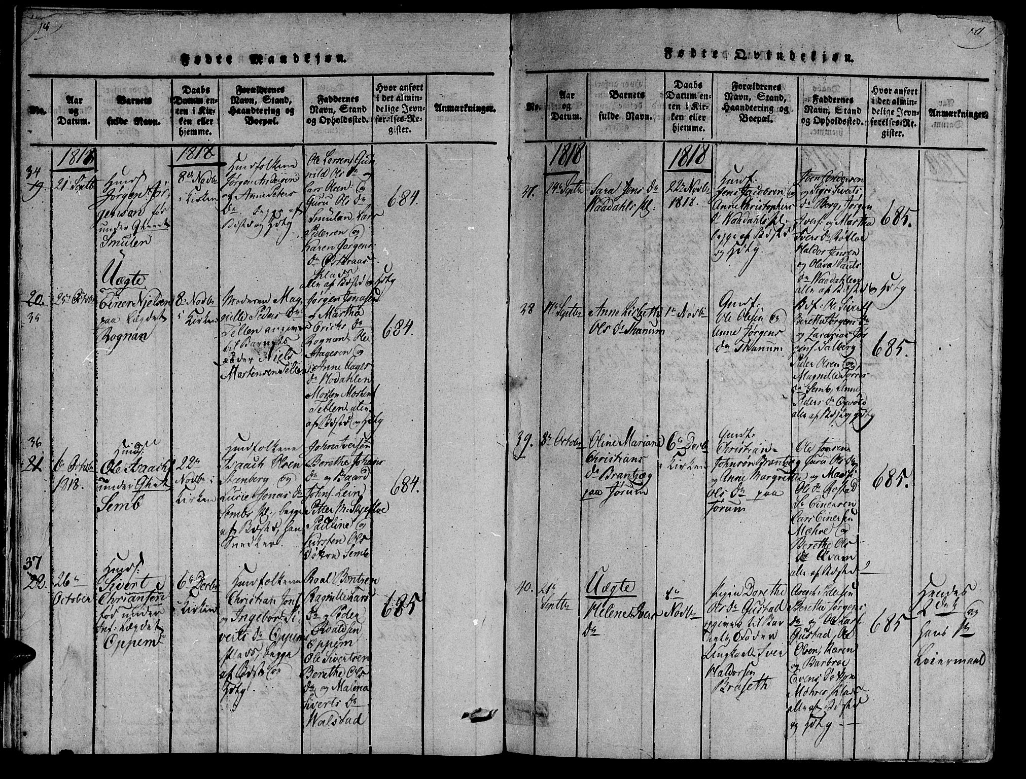 Ministerialprotokoller, klokkerbøker og fødselsregistre - Nord-Trøndelag, SAT/A-1458/735/L0333: Parish register (official) no. 735A04 /1, 1816-1824, p. 18-19