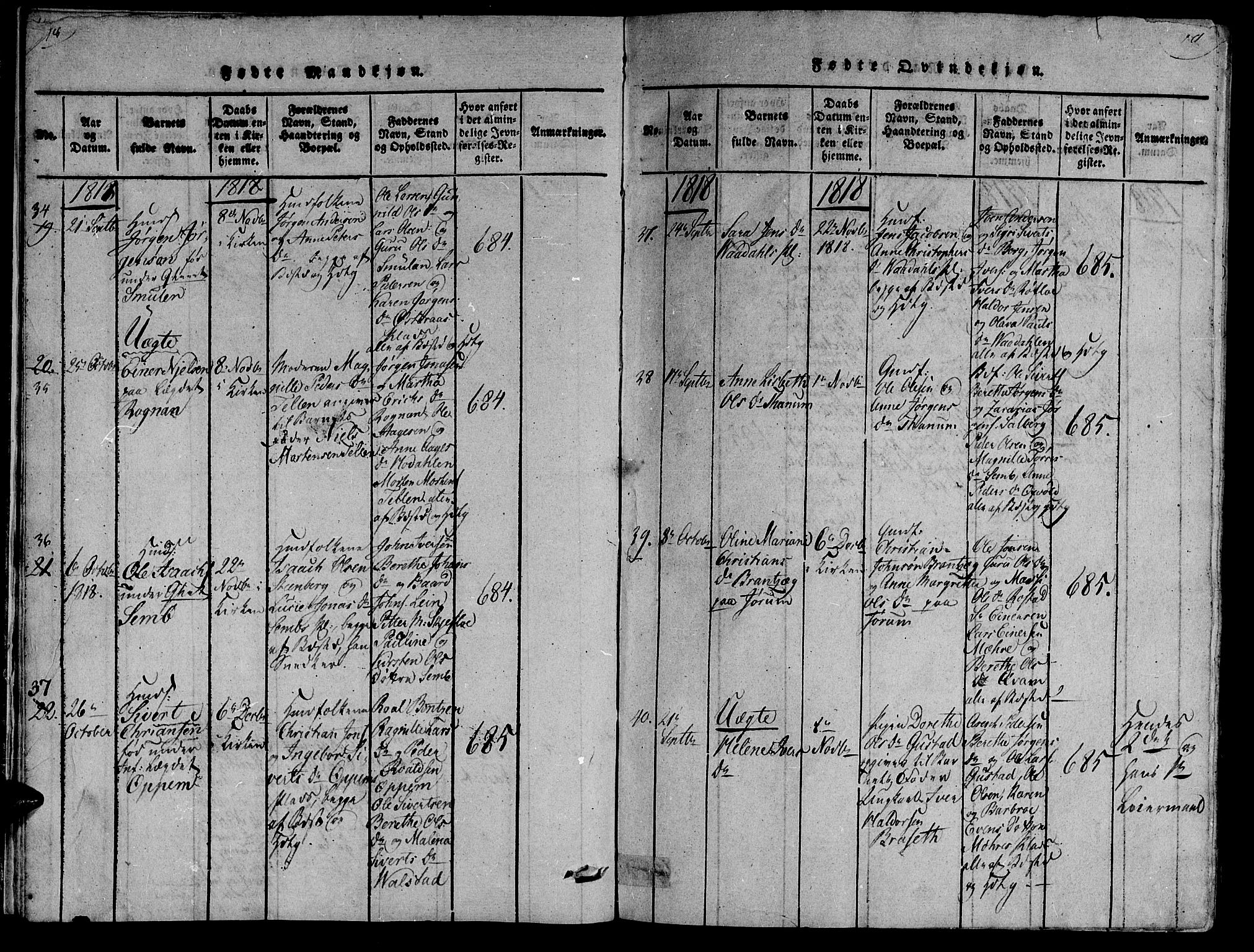 Ministerialprotokoller, klokkerbøker og fødselsregistre - Nord-Trøndelag, AV/SAT-A-1458/735/L0333: Parish register (official) no. 735A04 /1, 1816-1824, p. 18-19