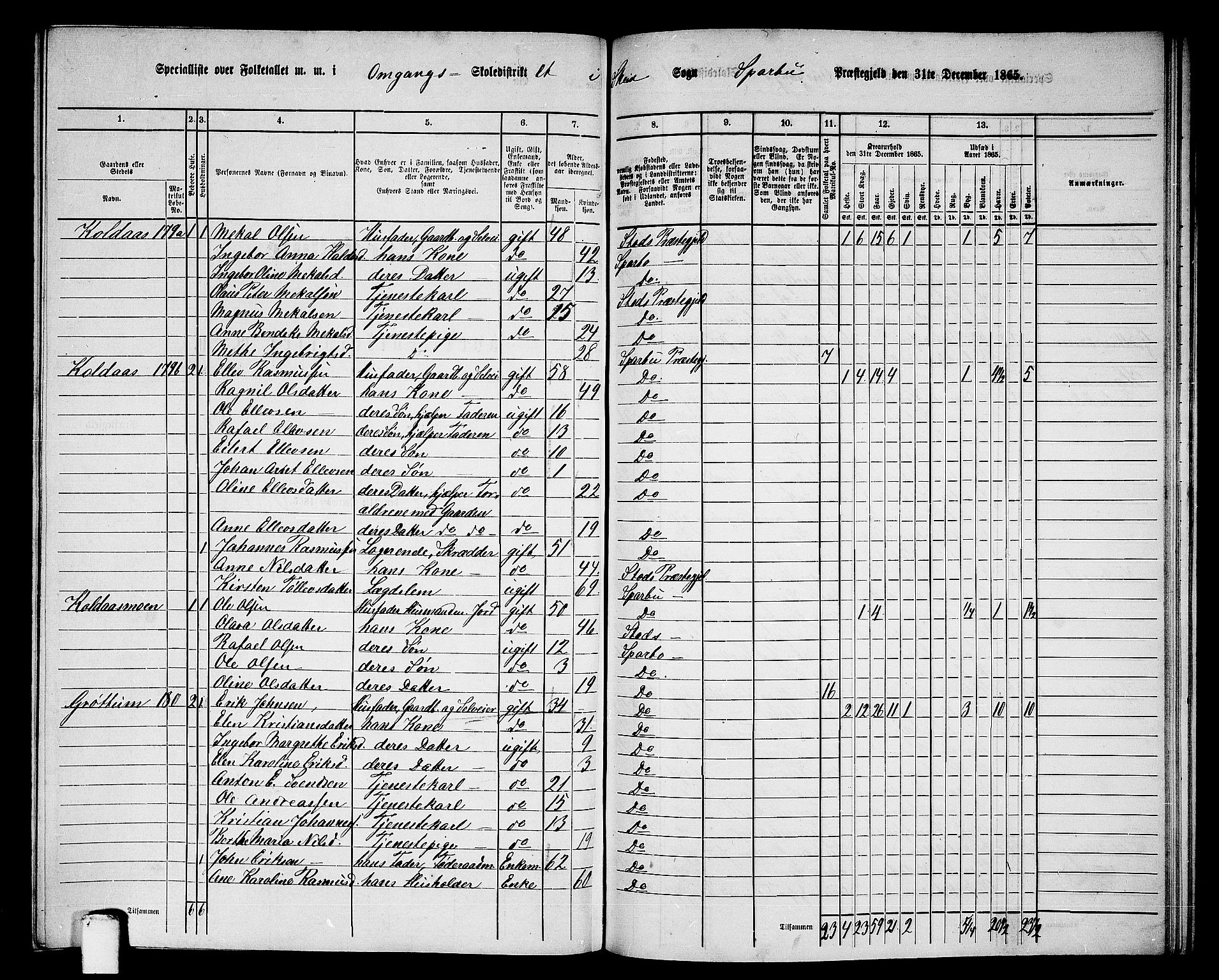 RA, 1865 census for Sparbu, 1865, p. 182