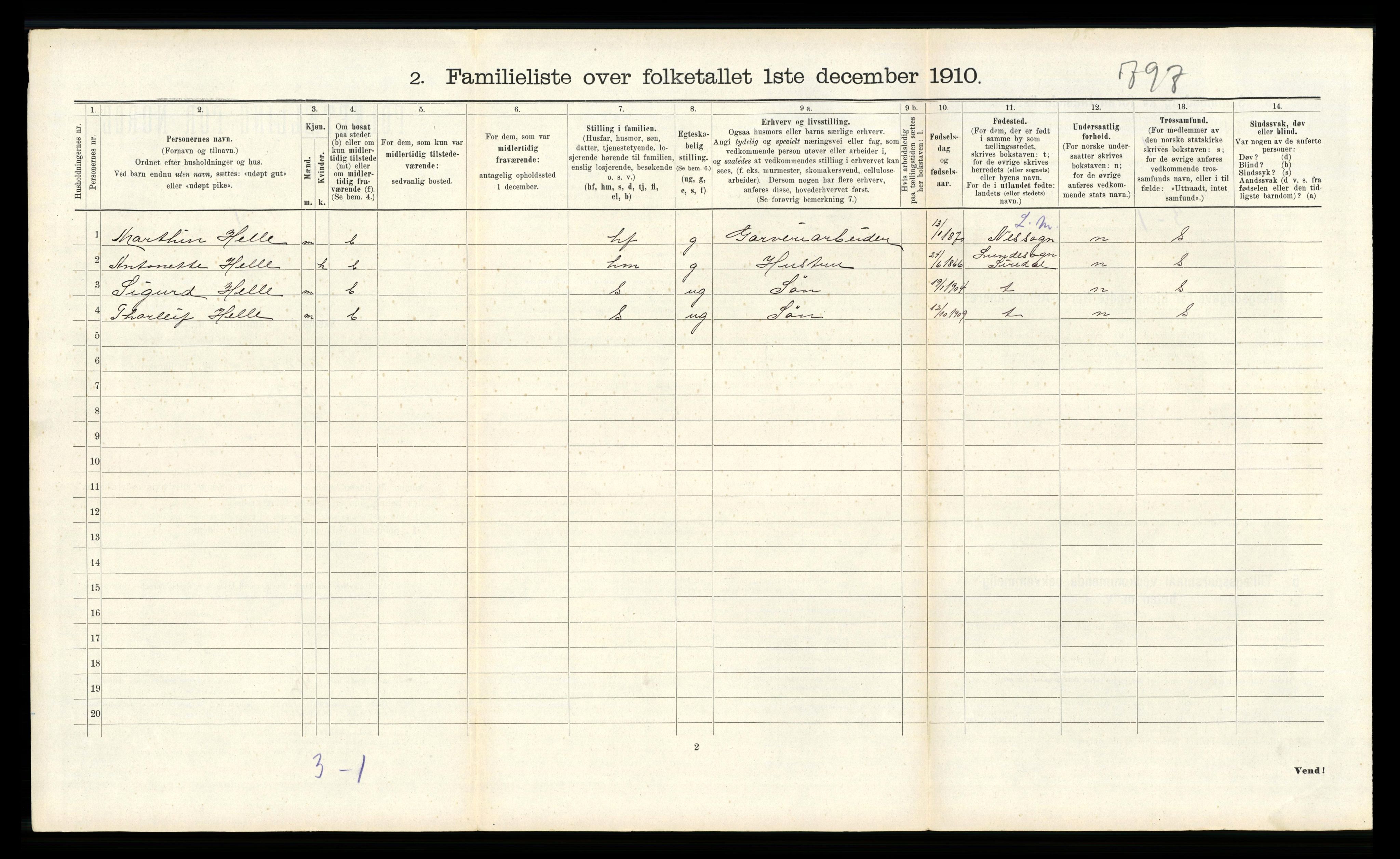 RA, 1910 census for Flekkefjord, 1910, p. 531