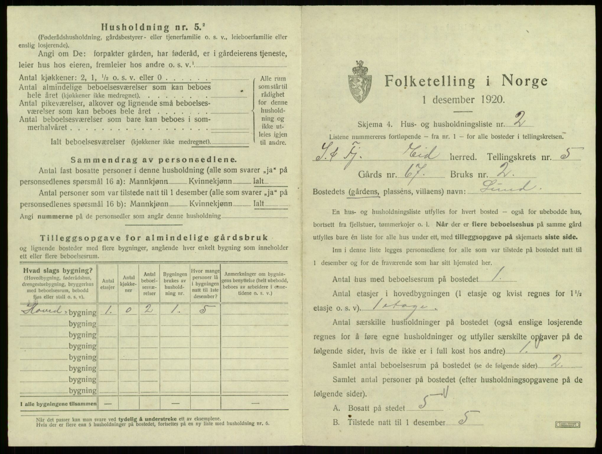 SAB, 1920 census for Eid, 1920, p. 239