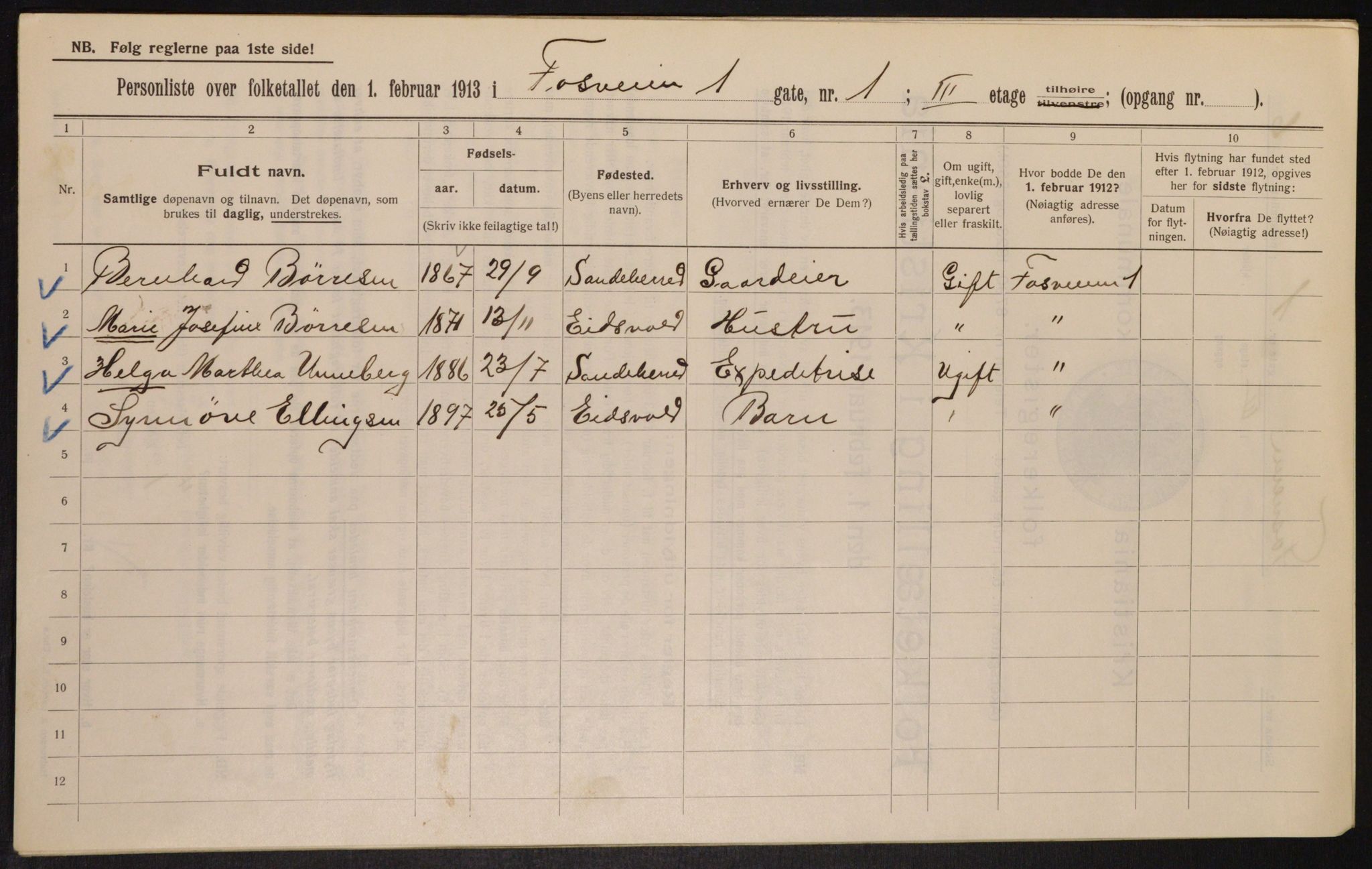 OBA, Municipal Census 1913 for Kristiania, 1913, p. 24833