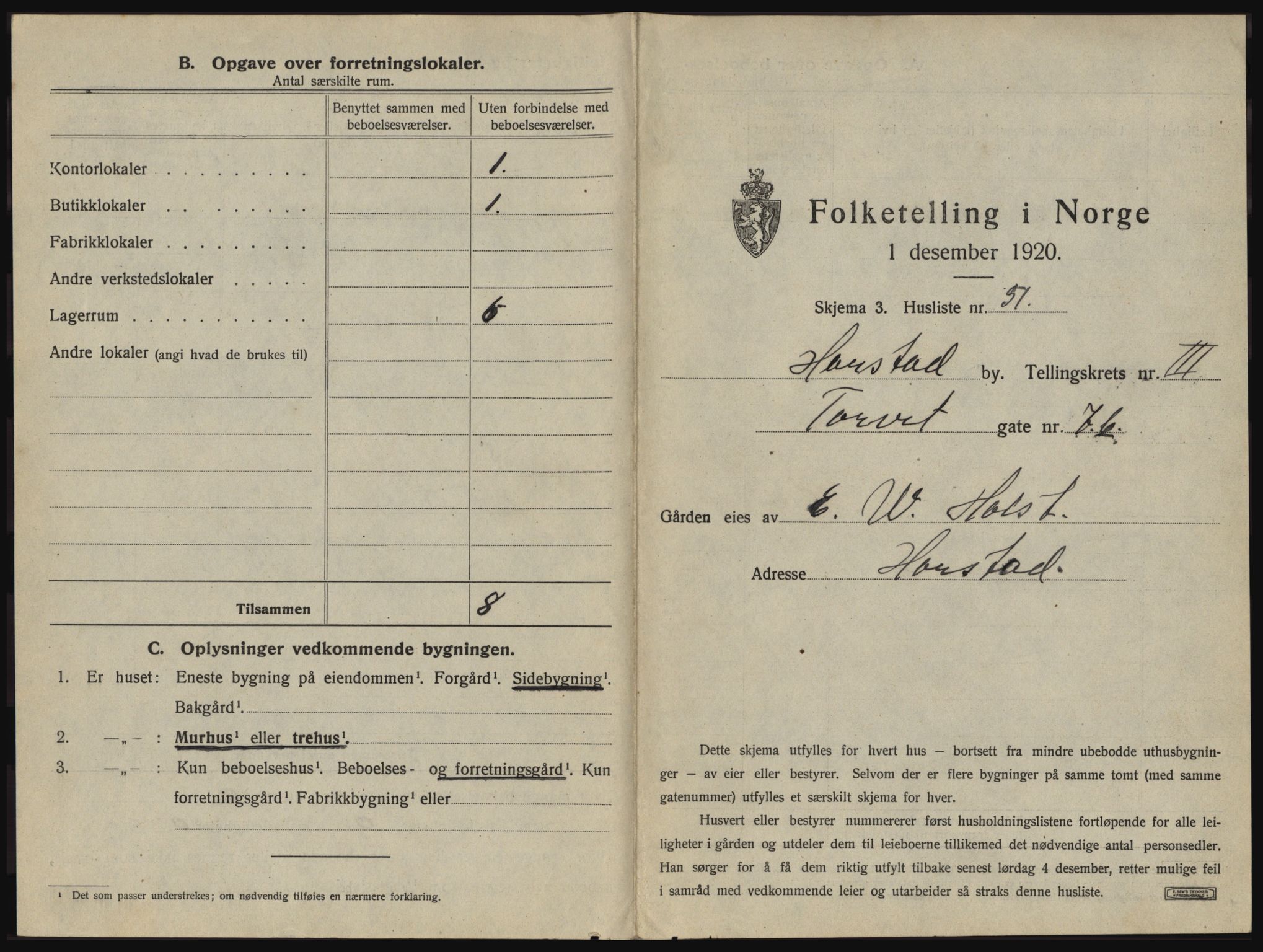 SATØ, 1920 census for Harstad, 1920, p. 365