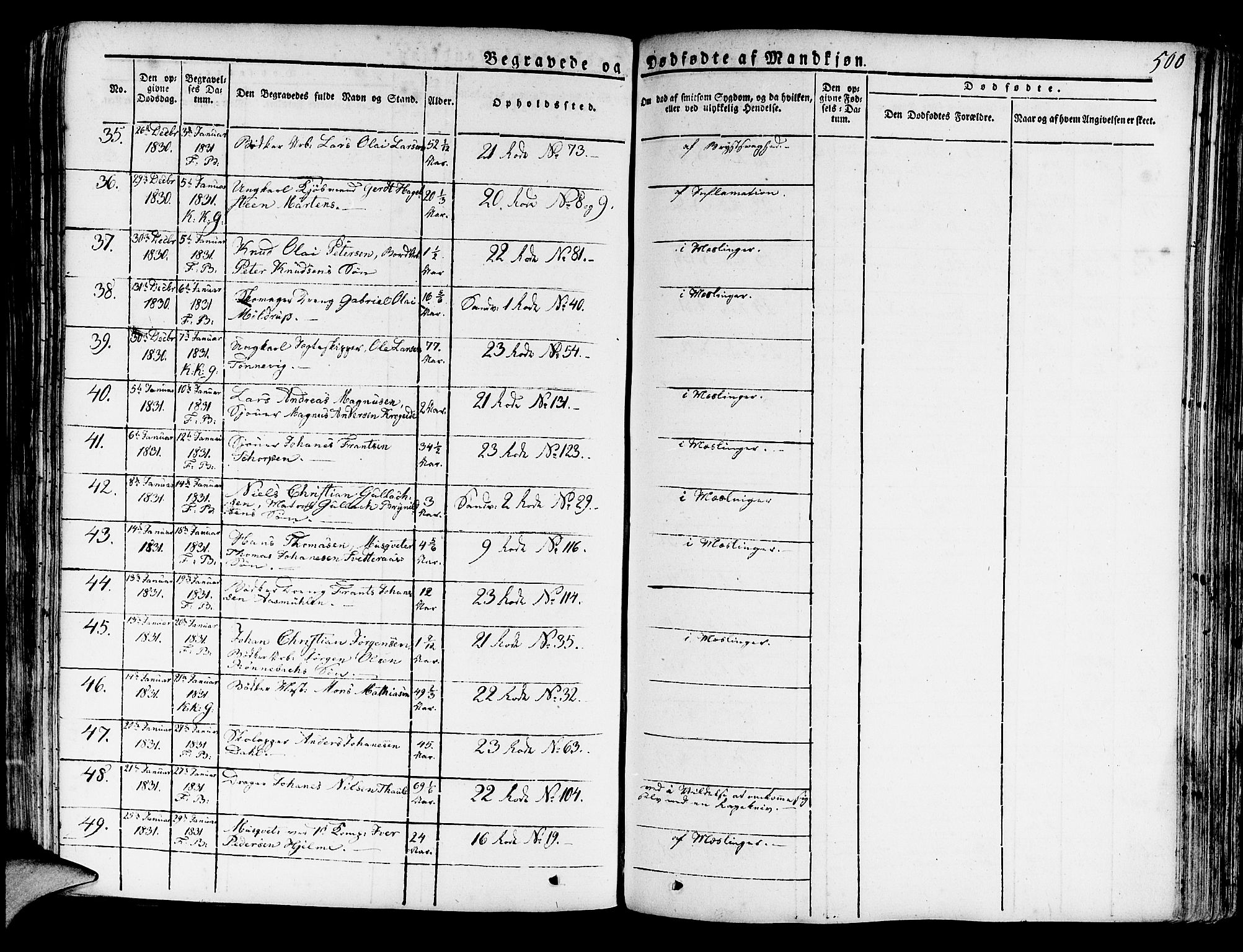 Korskirken sokneprestembete, SAB/A-76101/H/Haa/L0014: Parish register (official) no. A 14, 1823-1835, p. 500