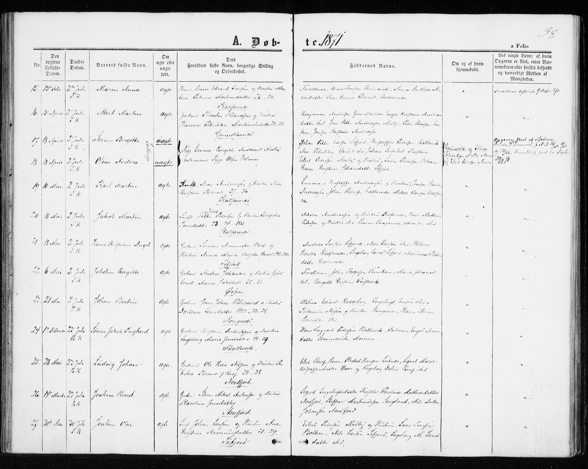 Berg sokneprestkontor, AV/SATØ-S-1318/G/Ga/Gaa/L0002kirke: Parish register (official) no. 2, 1860-1872, p. 38