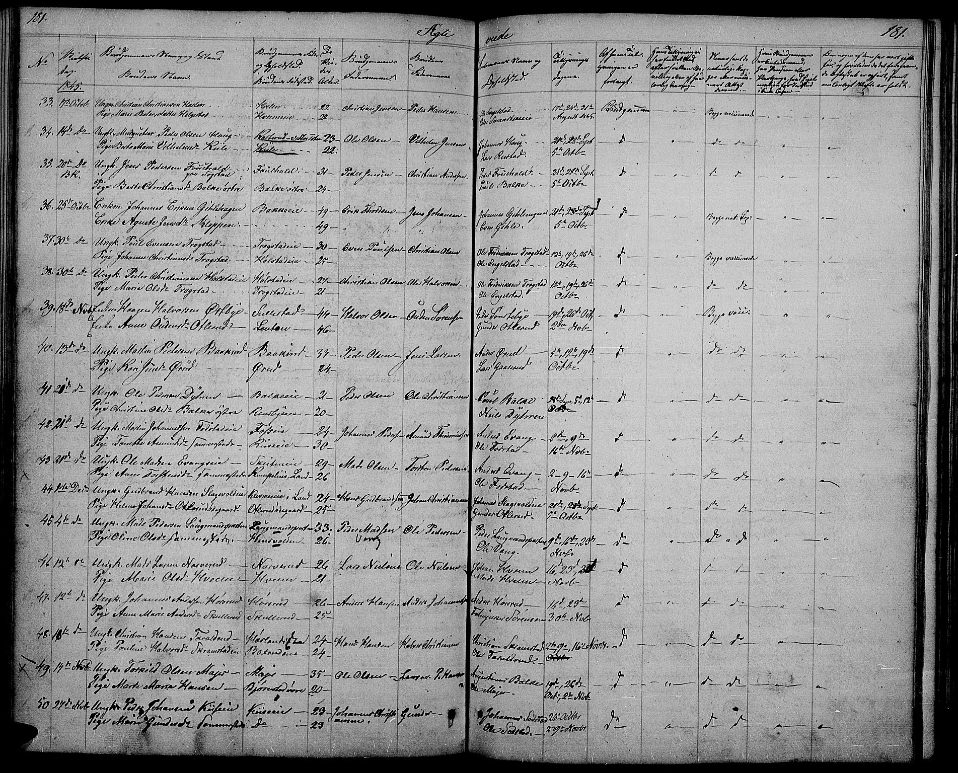 Østre Toten prestekontor, SAH/PREST-104/H/Ha/Hab/L0002: Parish register (copy) no. 2, 1840-1847, p. 181