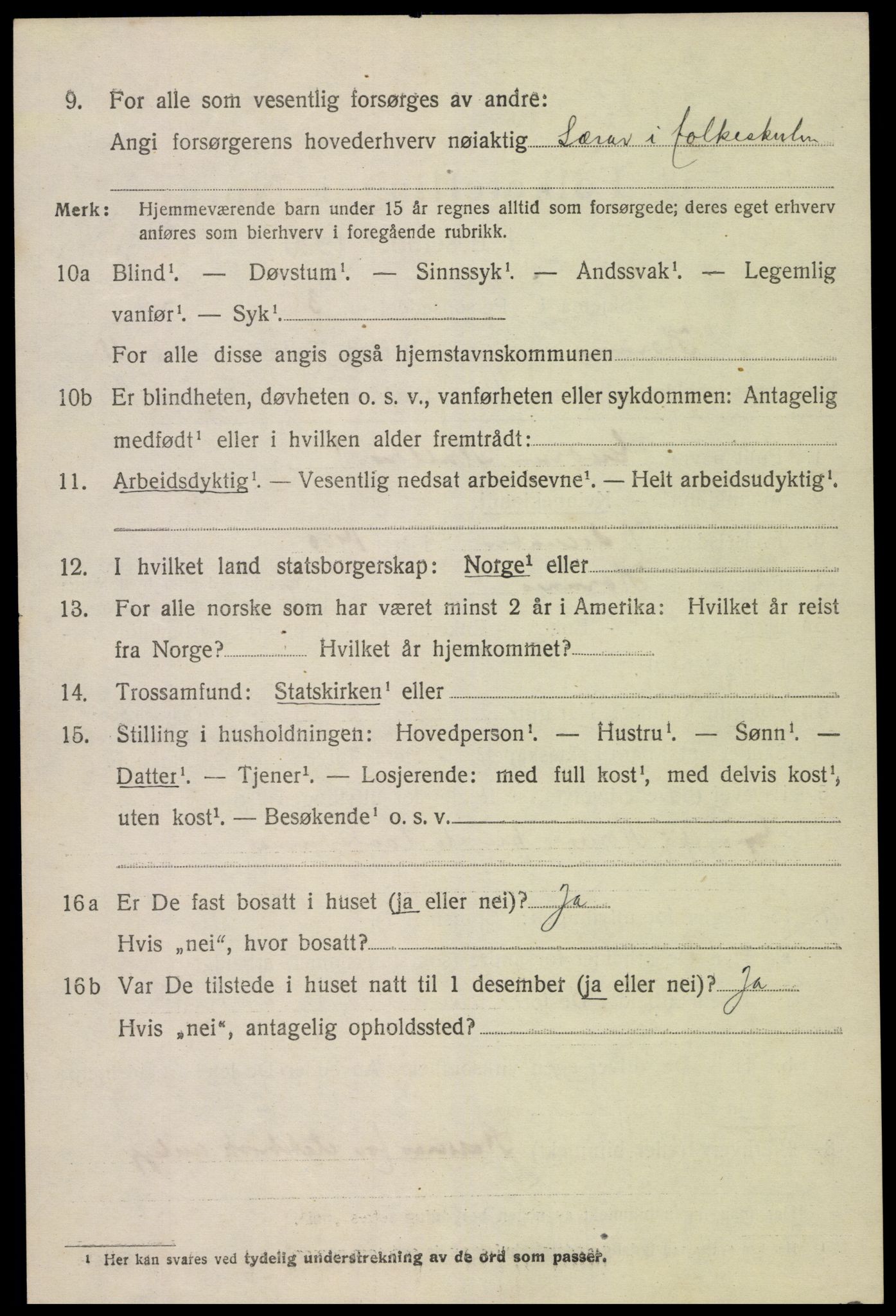 SAK, 1920 census for Hornnes, 1920, p. 1822