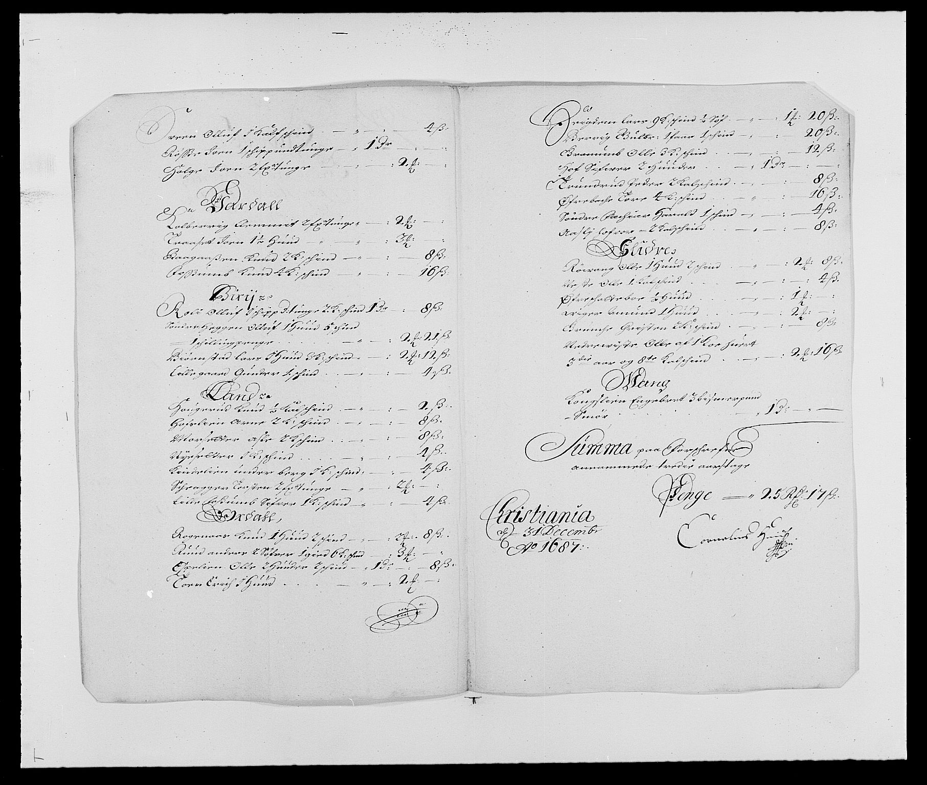 Rentekammeret inntil 1814, Reviderte regnskaper, Fogderegnskap, RA/EA-4092/R18/L1286: Fogderegnskap Hadeland, Toten og Valdres, 1687, p. 145