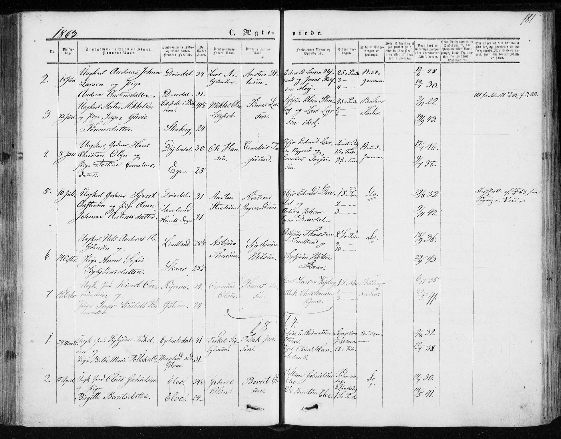 Lund sokneprestkontor, AV/SAST-A-101809/S06/L0009: Parish register (official) no. A 8, 1853-1877, p. 181