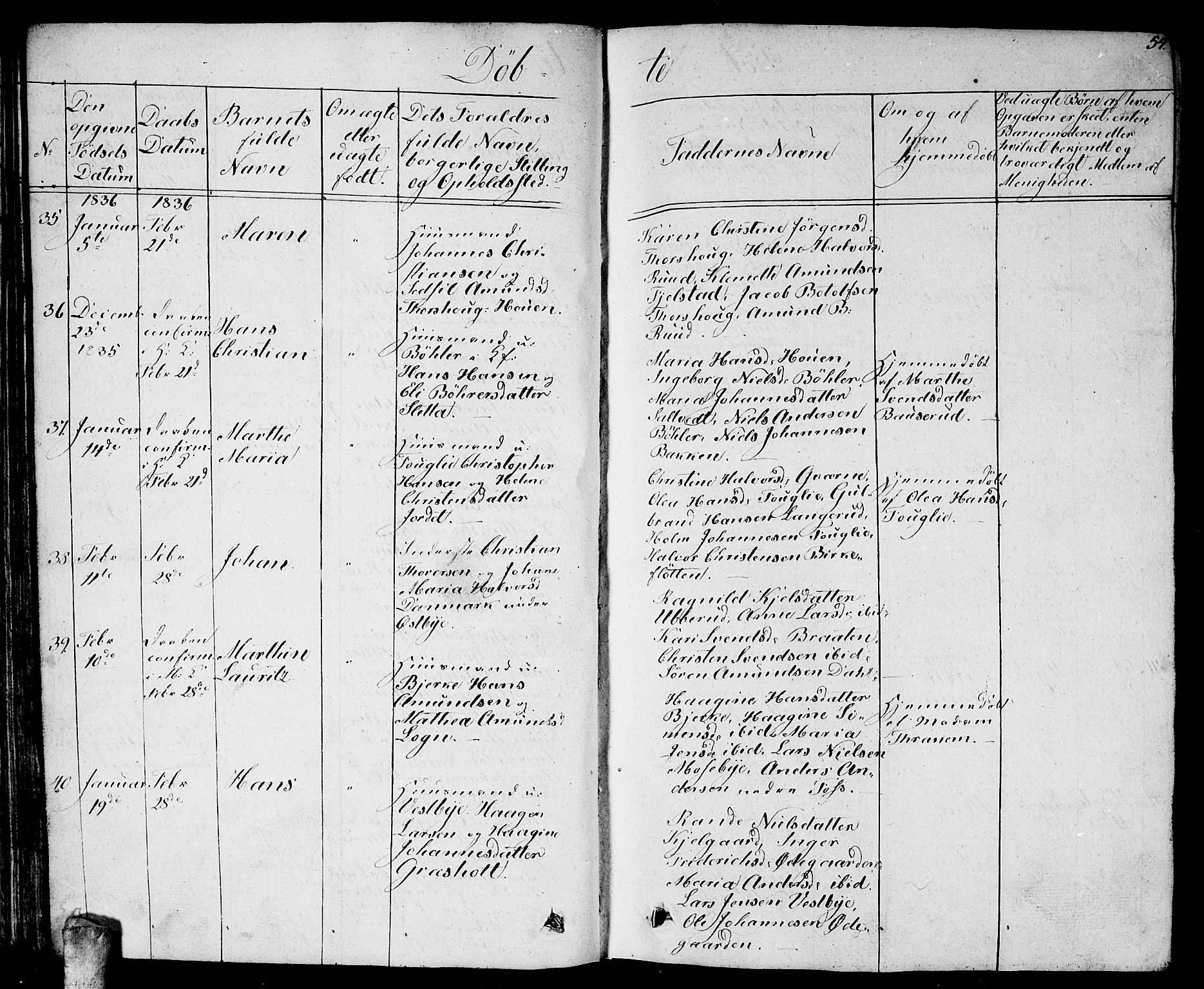 Enebakk prestekontor Kirkebøker, AV/SAO-A-10171c/G/Ga/L0003: Parish register (copy) no. I 3, 1833-1849, p. 54
