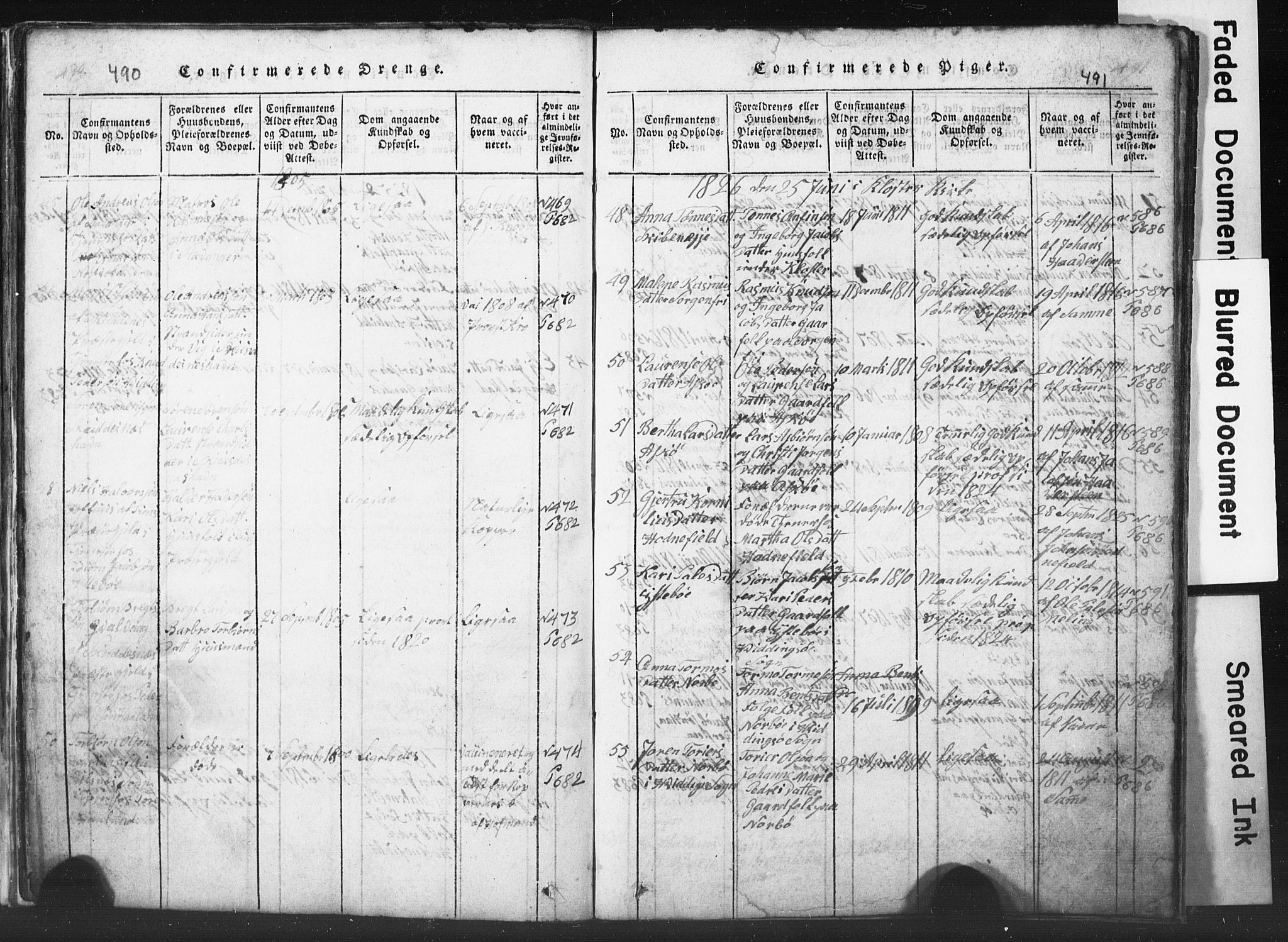 Rennesøy sokneprestkontor, SAST/A -101827/H/Ha/Hab/L0001: Parish register (copy) no. B 1, 1816-1841, p. 490-491