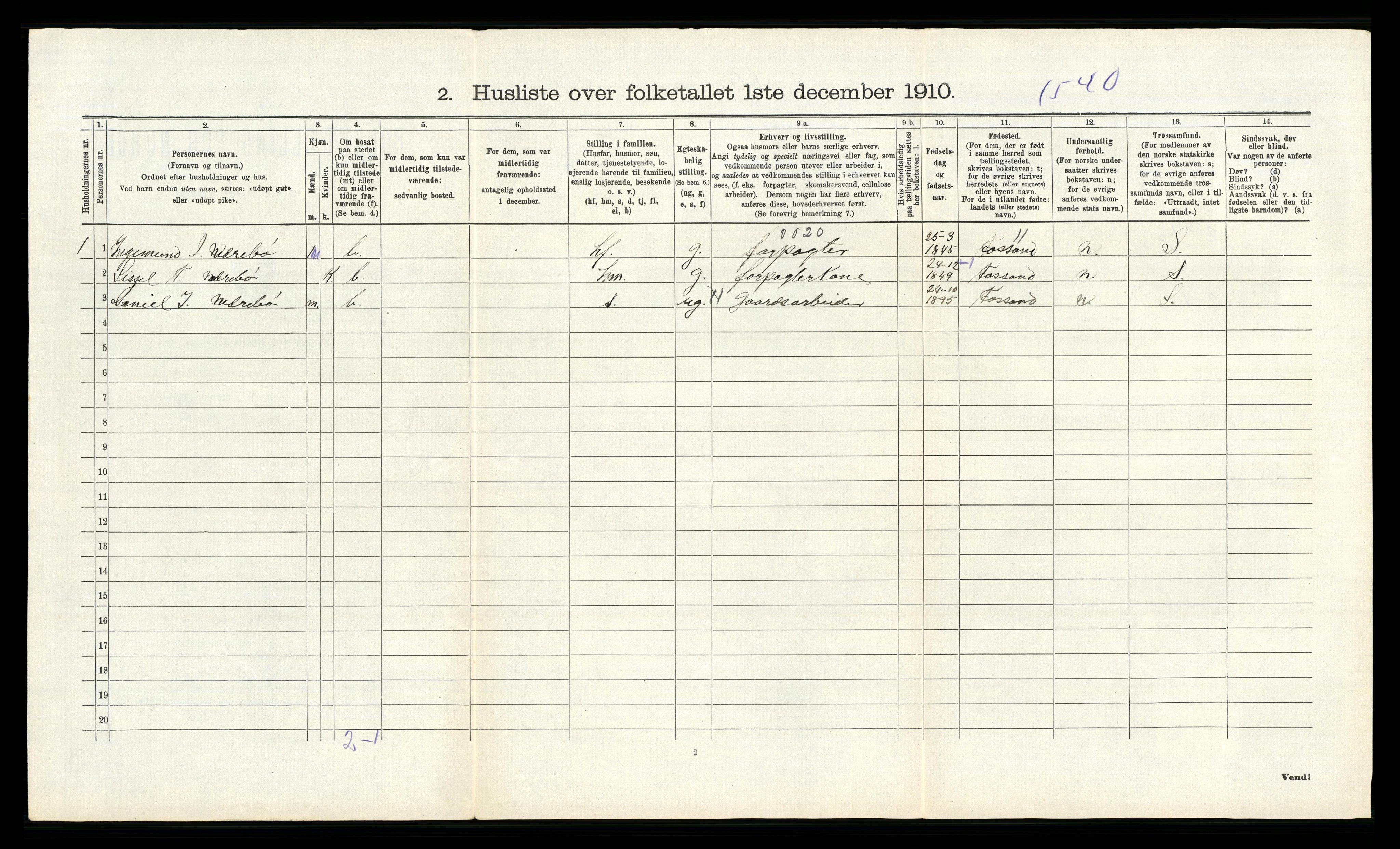 RA, 1910 census for Strand, 1910, p. 836