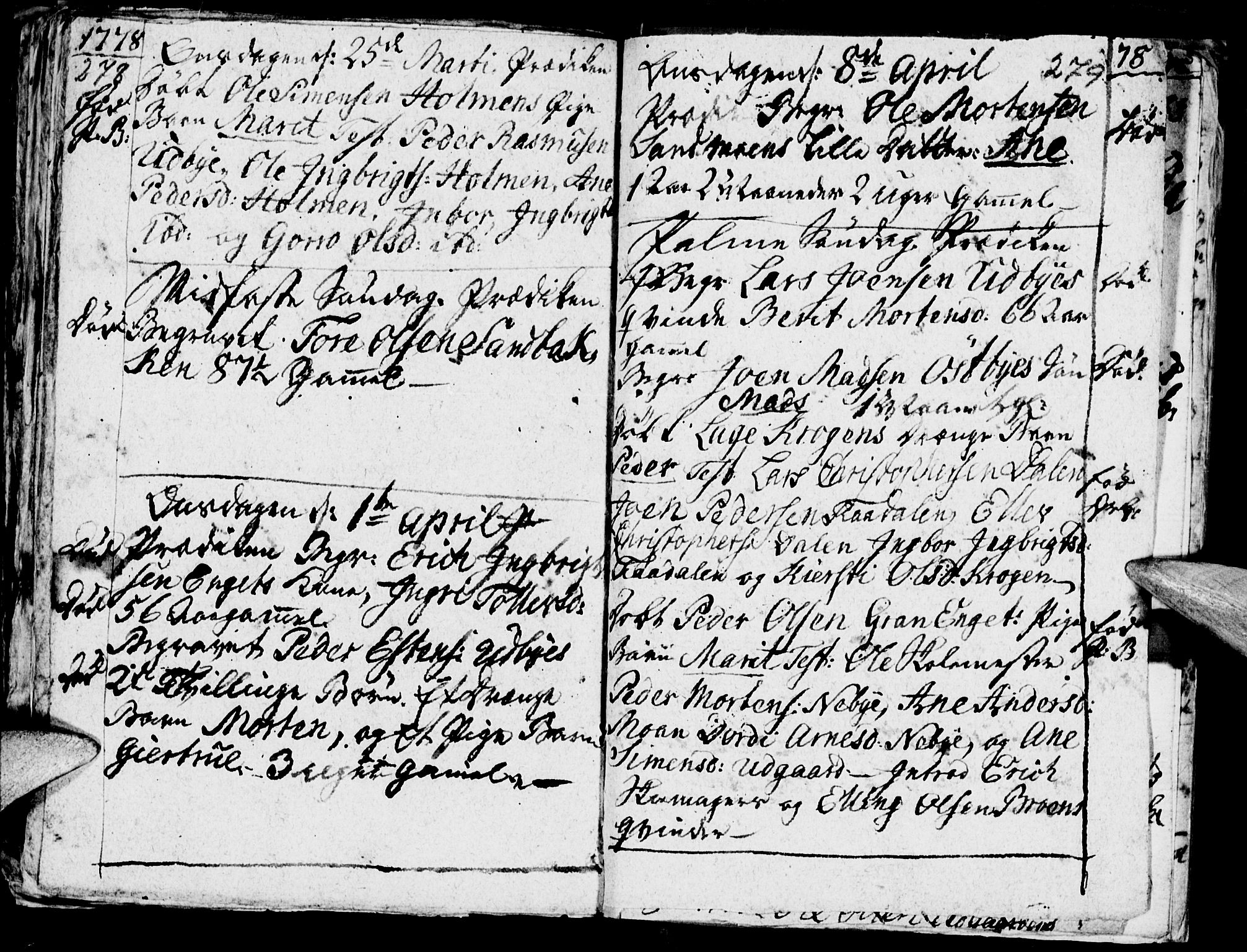 Tynset prestekontor, SAH/PREST-058/H/Ha/Haa/L0006: Parish register (official) no. 6, 1763-1779, p. 278-279