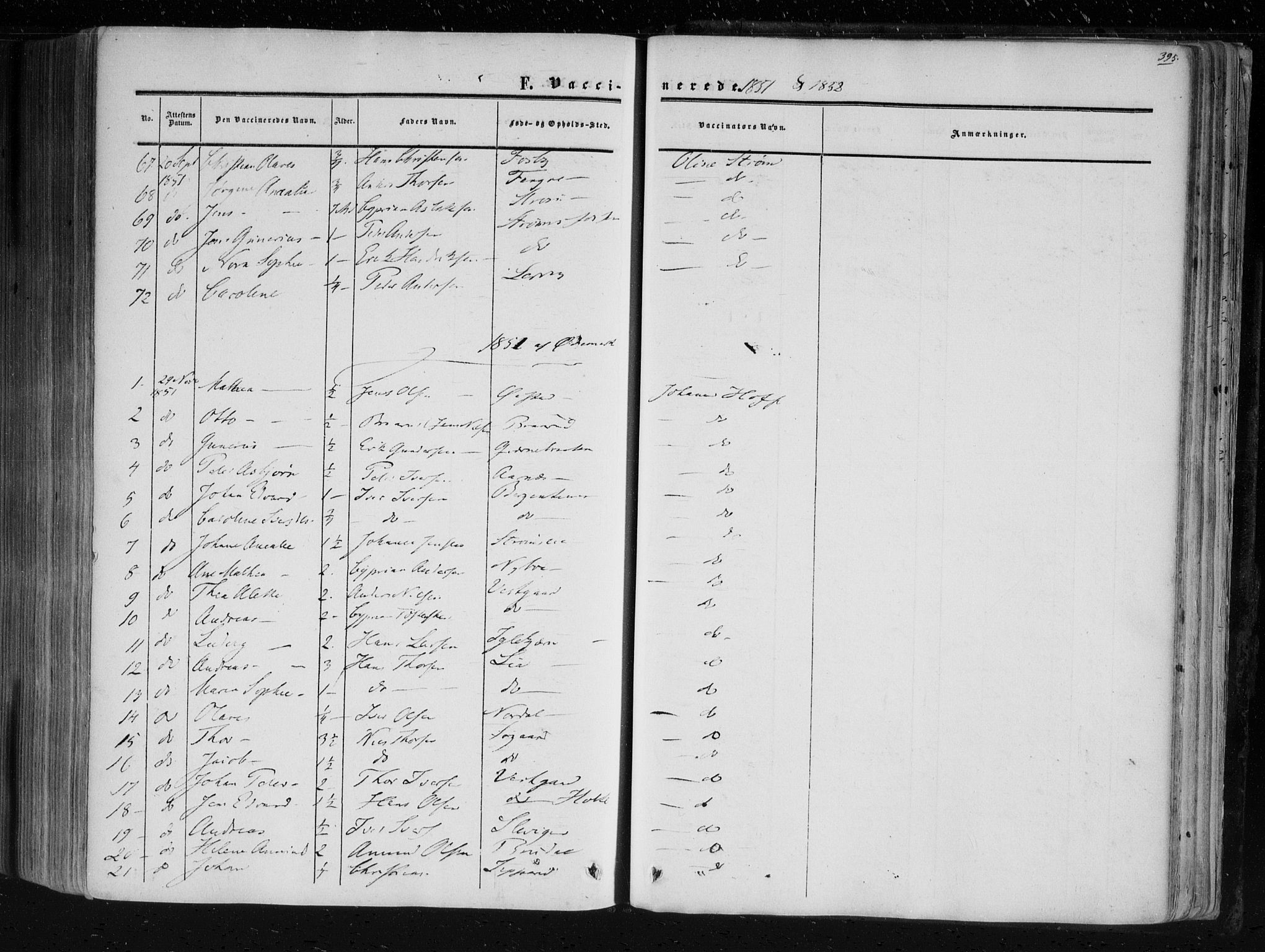 Aremark prestekontor Kirkebøker, AV/SAO-A-10899/F/Fc/L0003: Parish register (official) no. III 3, 1850-1865, p. 395