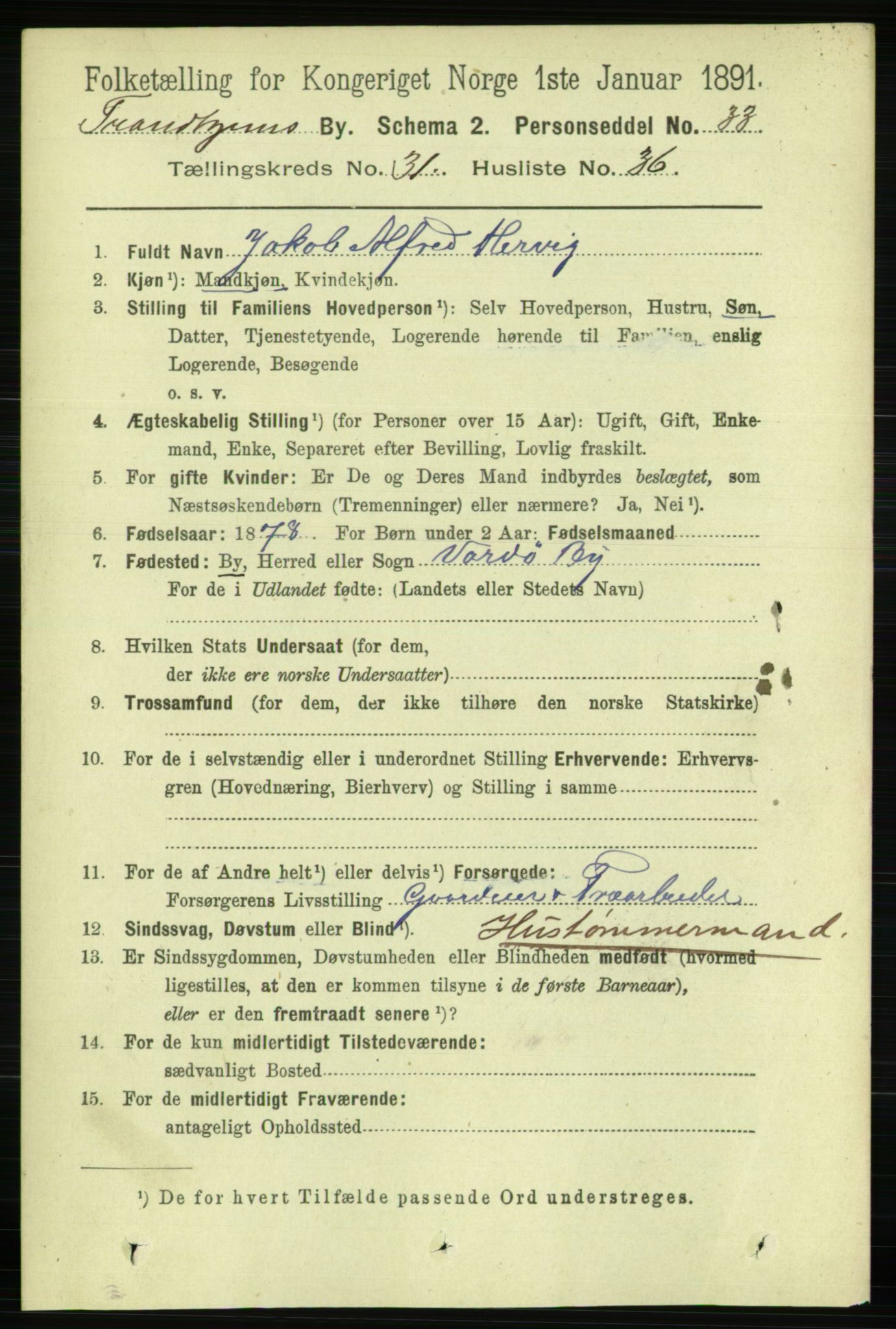 RA, 1891 census for 1601 Trondheim, 1891, p. 23670