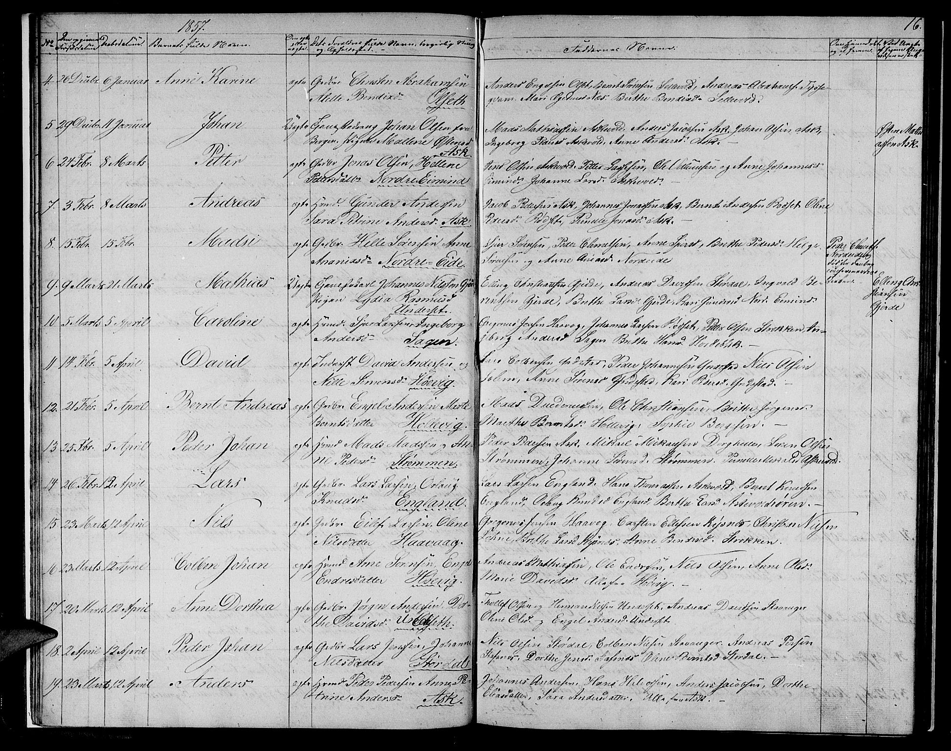 Askvoll sokneprestembete, AV/SAB-A-79501/H/Hab/Haba/L0001: Parish register (copy) no. A 1, 1853-1872, p. 16