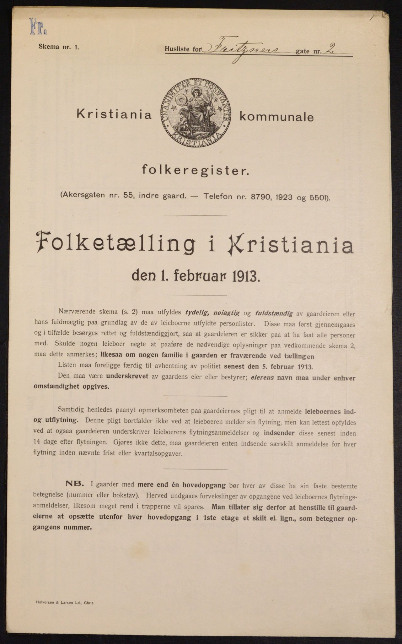 OBA, Municipal Census 1913 for Kristiania, 1913, p. 27206