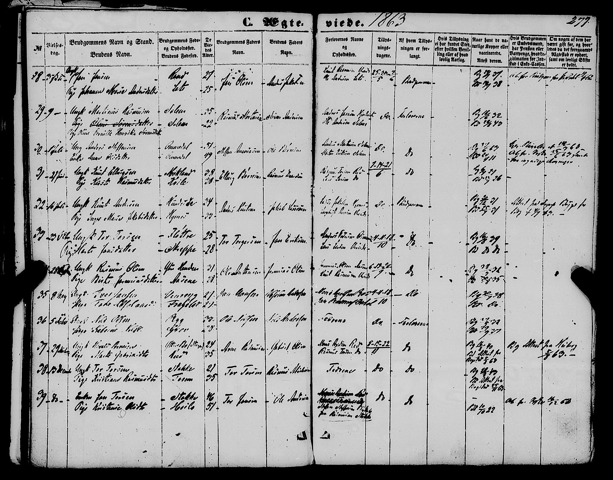 Gloppen sokneprestembete, AV/SAB-A-80101/H/Haa/Haaa/L0009: Parish register (official) no. A 9, 1855-1870, p. 277