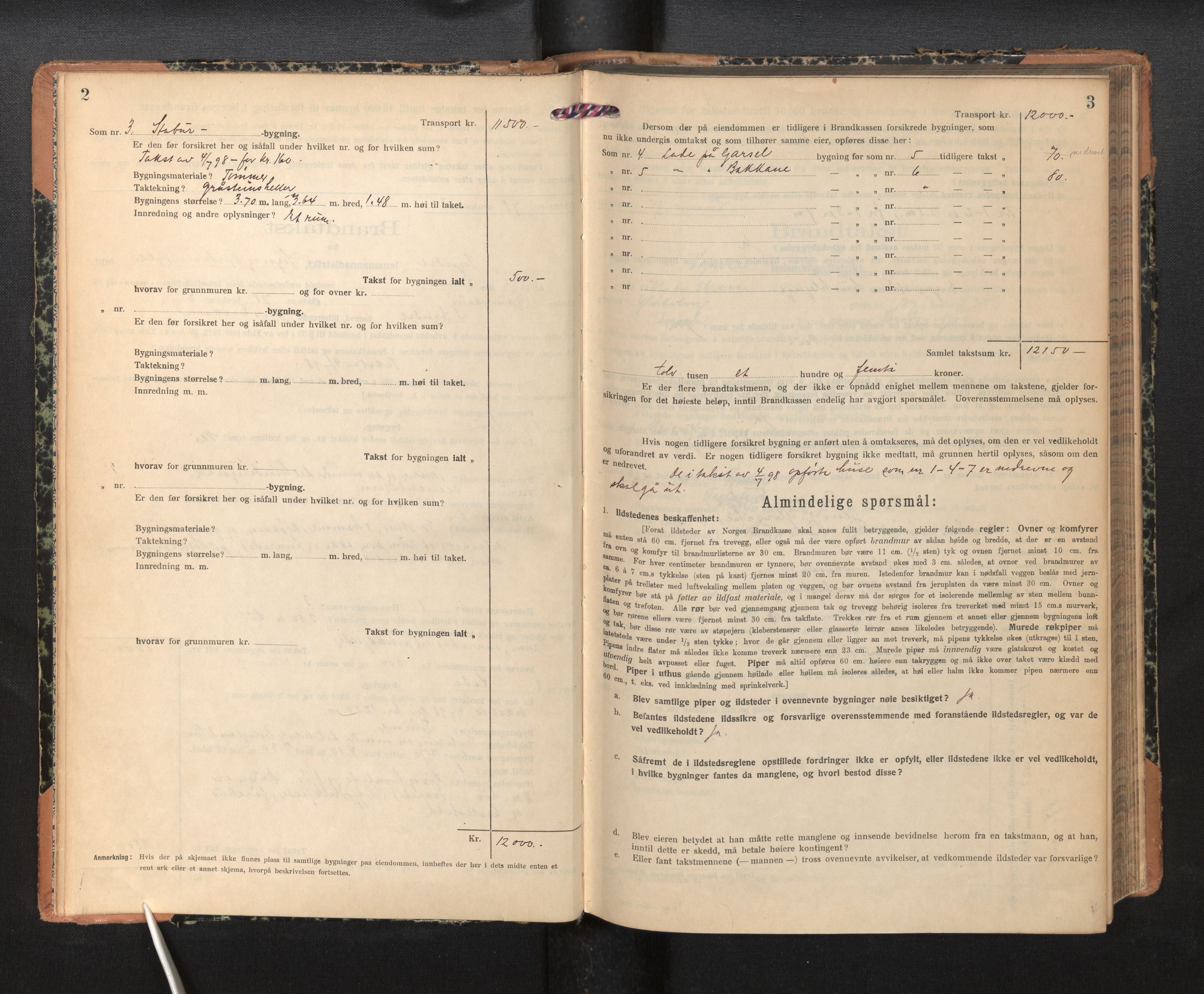 Lensmannen i Sogndal, AV/SAB-A-29901/0012/L0012: Branntakstprotokoll, skjematakst, 1922-1931, p. 2-3