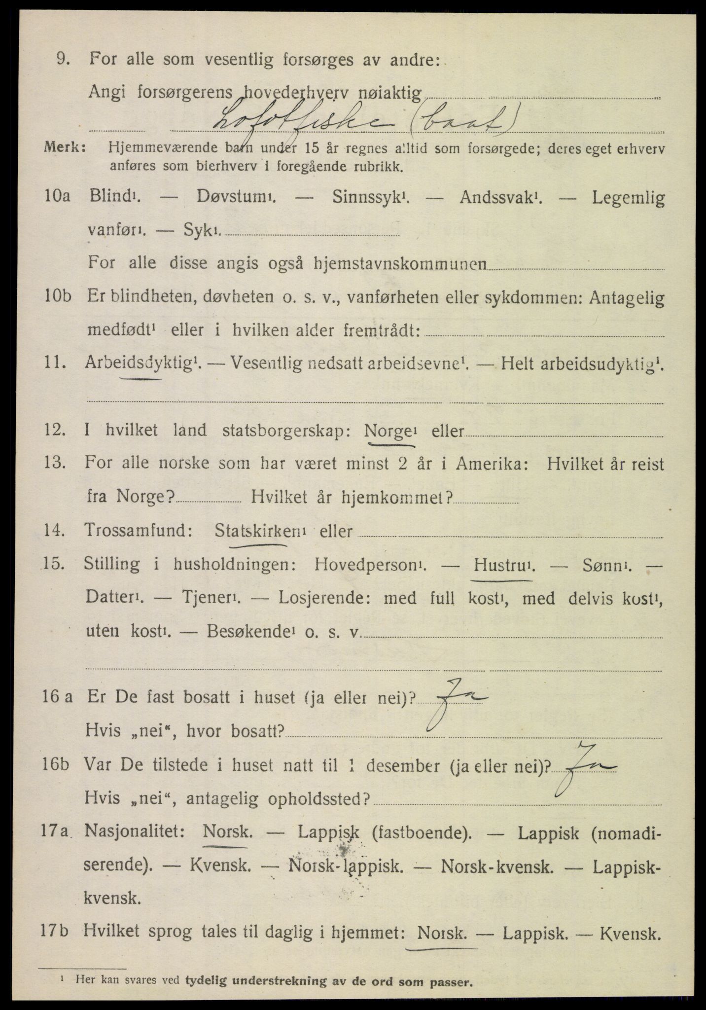 SAT, 1920 census for Hamarøy, 1920, p. 2095