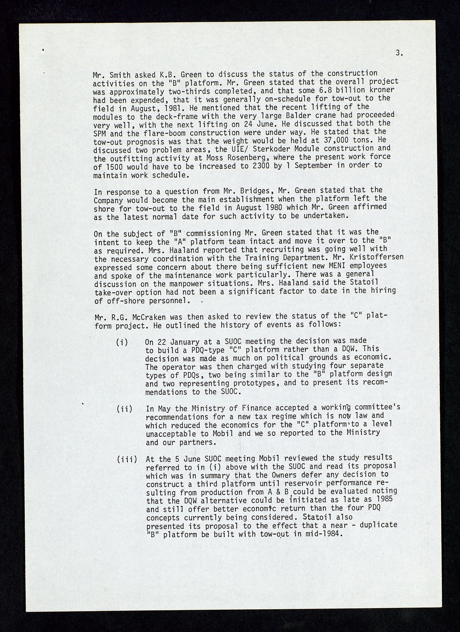 Pa 1578 - Mobil Exploration Norway Incorporated, AV/SAST-A-102024/4/D/Da/L0168: Sak og korrespondanse og styremøter, 1973-1986, p. 23