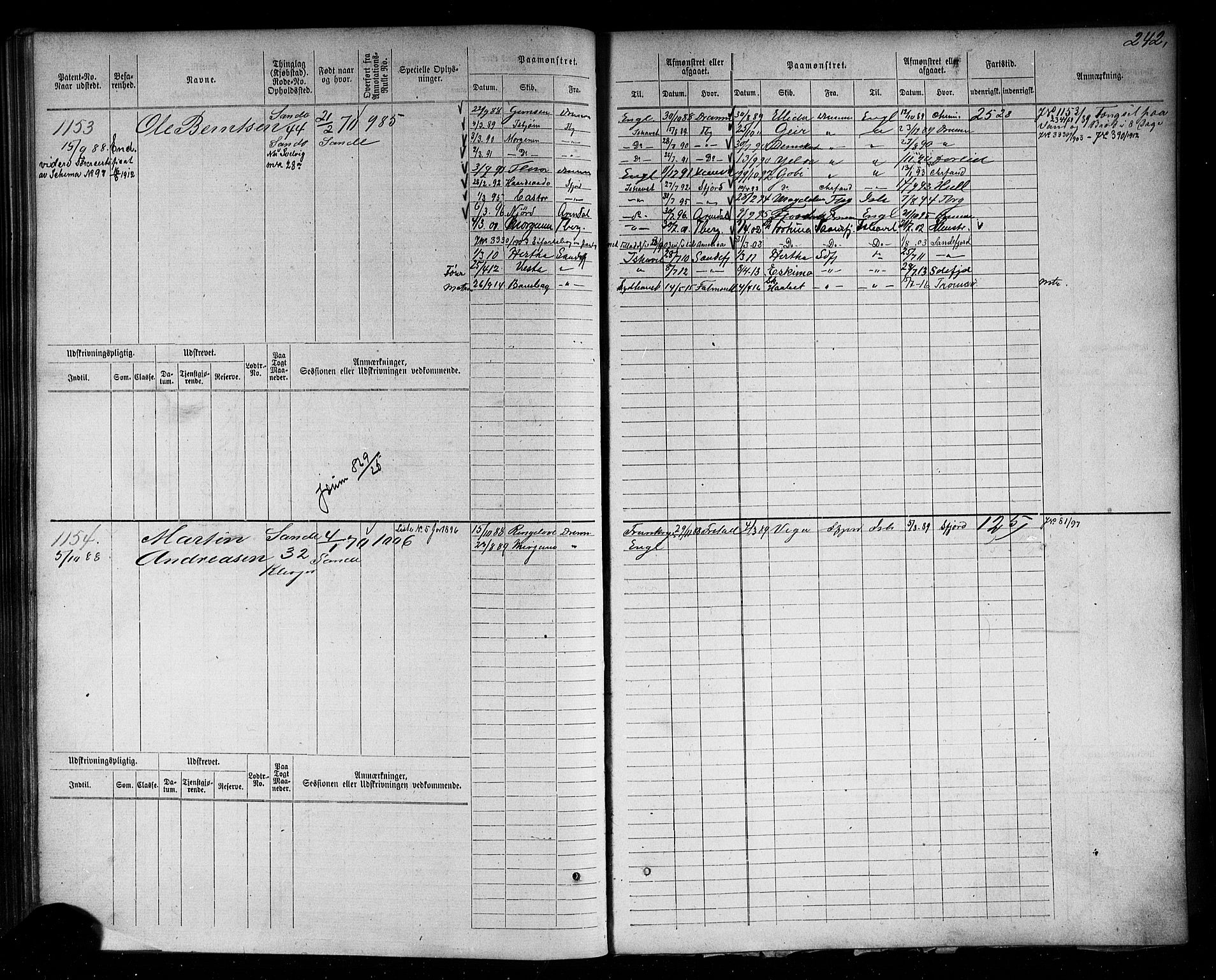 Holmestrand innrulleringskontor, AV/SAKO-A-1151/F/Fc/L0004: Hovedrulle, 1872-1913, p. 281