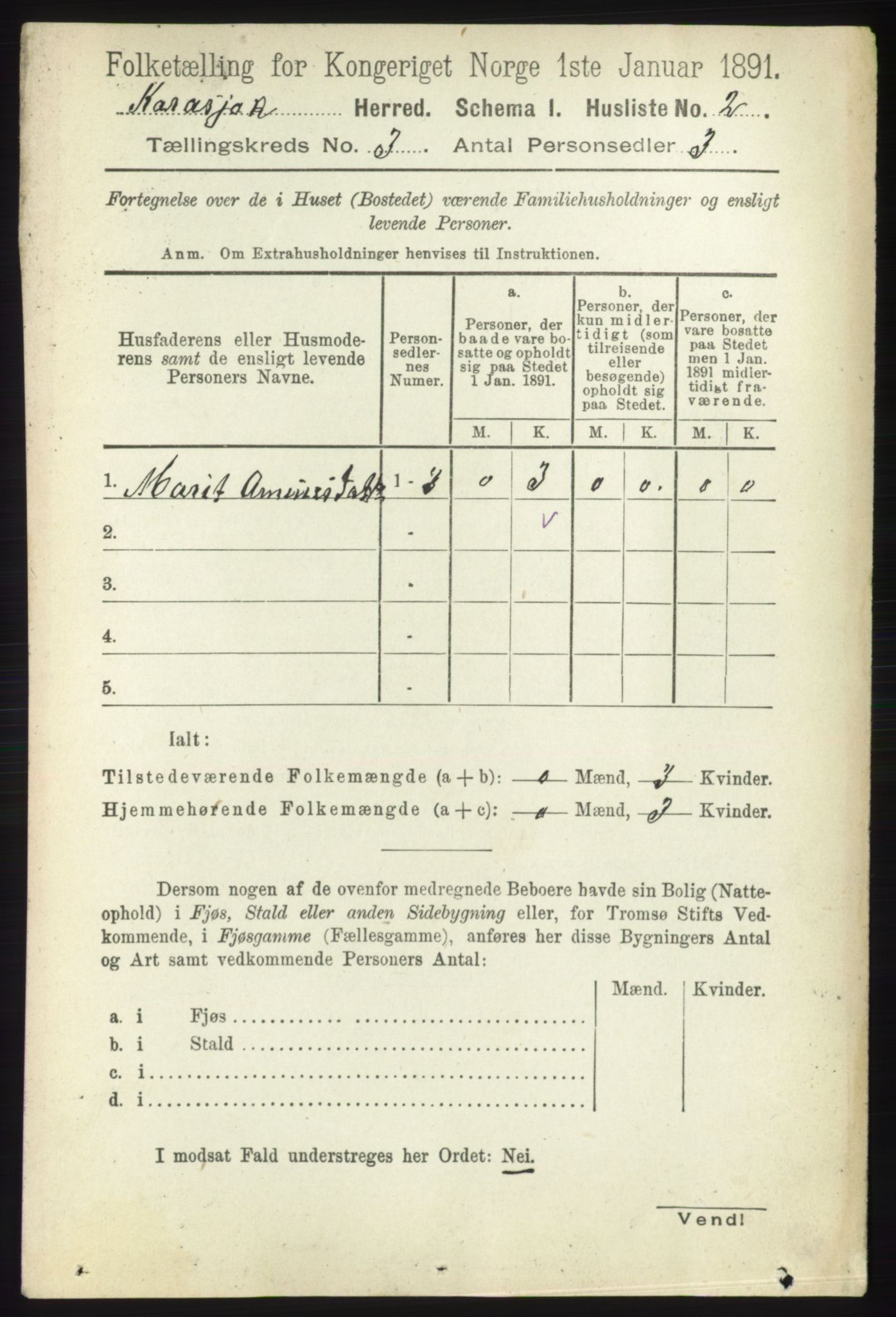 RA, 1891 census for 2021 Karasjok, 1891, p. 533