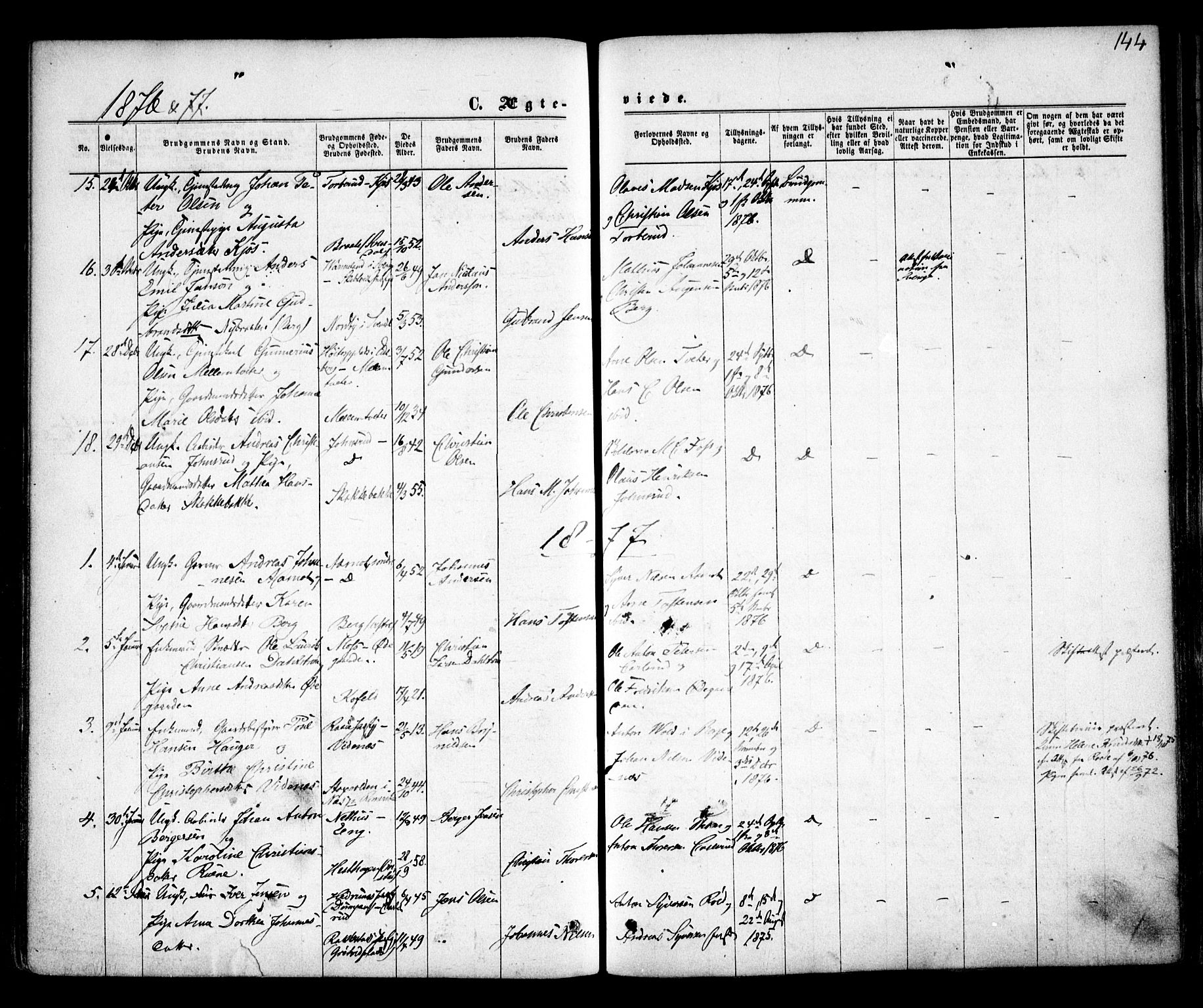 Skiptvet prestekontor Kirkebøker, AV/SAO-A-20009/F/Fa/L0008: Parish register (official) no. 8, 1867-1877, p. 144