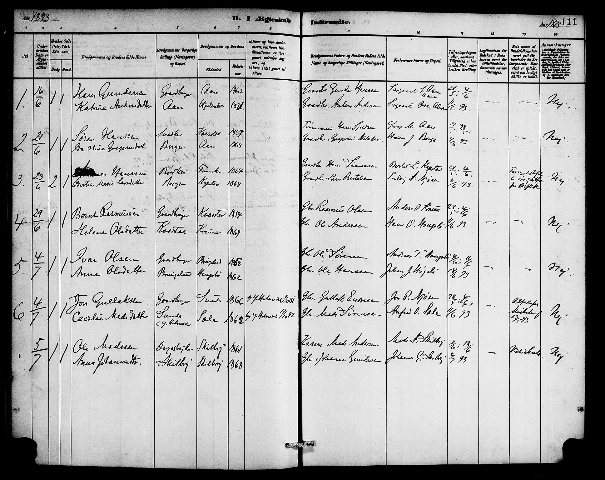Gaular sokneprestembete, SAB/A-80001/H/Haa: Parish register (official) no. C 1, 1882-1897, p. 111