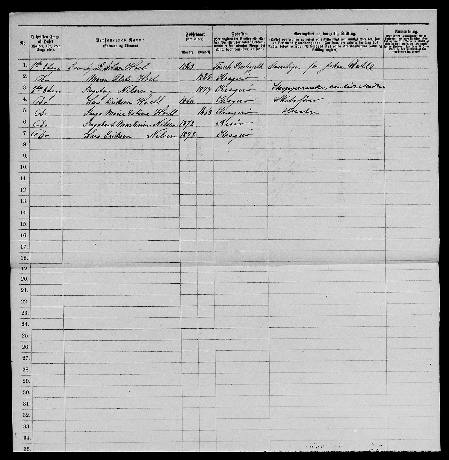 SAKO, 1885 census for 0801 Kragerø, 1885, p. 1295