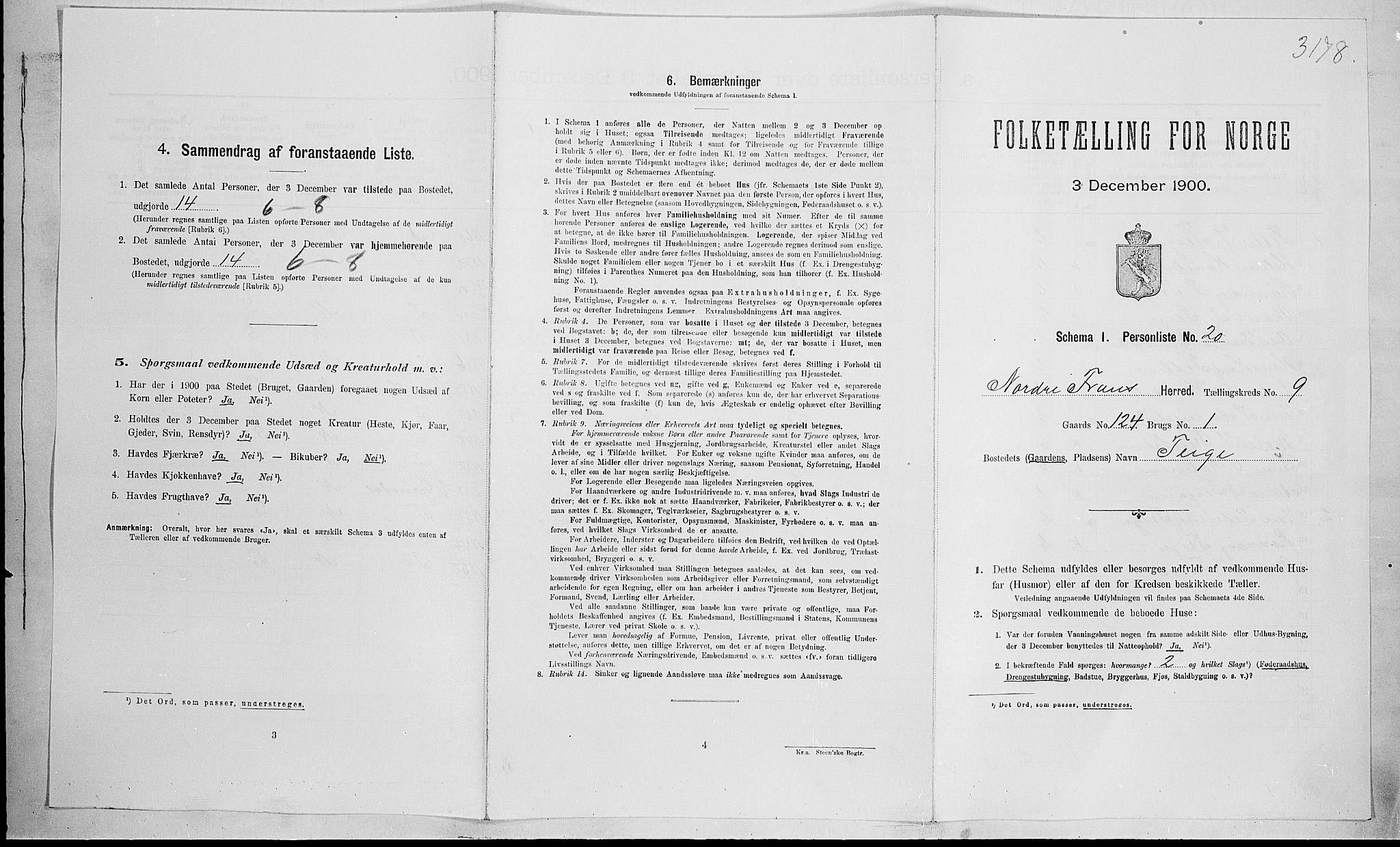 SAH, 1900 census for Nord-Fron, 1900, p. 1121